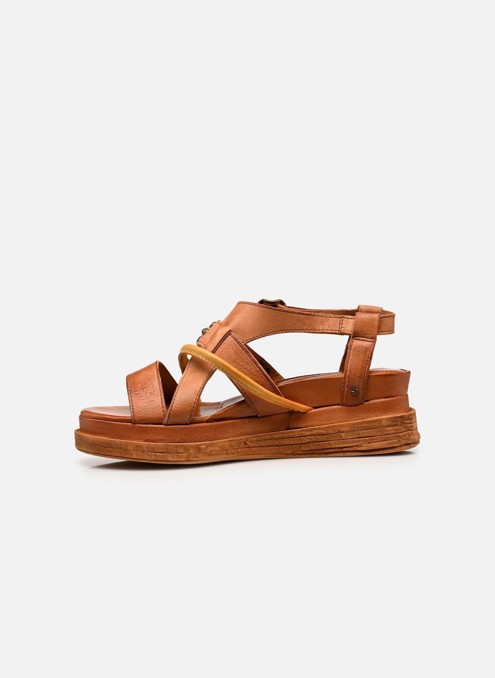 Sandalen met sleehak en plateau A15053 dames bruin AS98 Sandalen met sleehak en plateau A15053 dames bruin TIGER+CAMEL+GIRASOLE