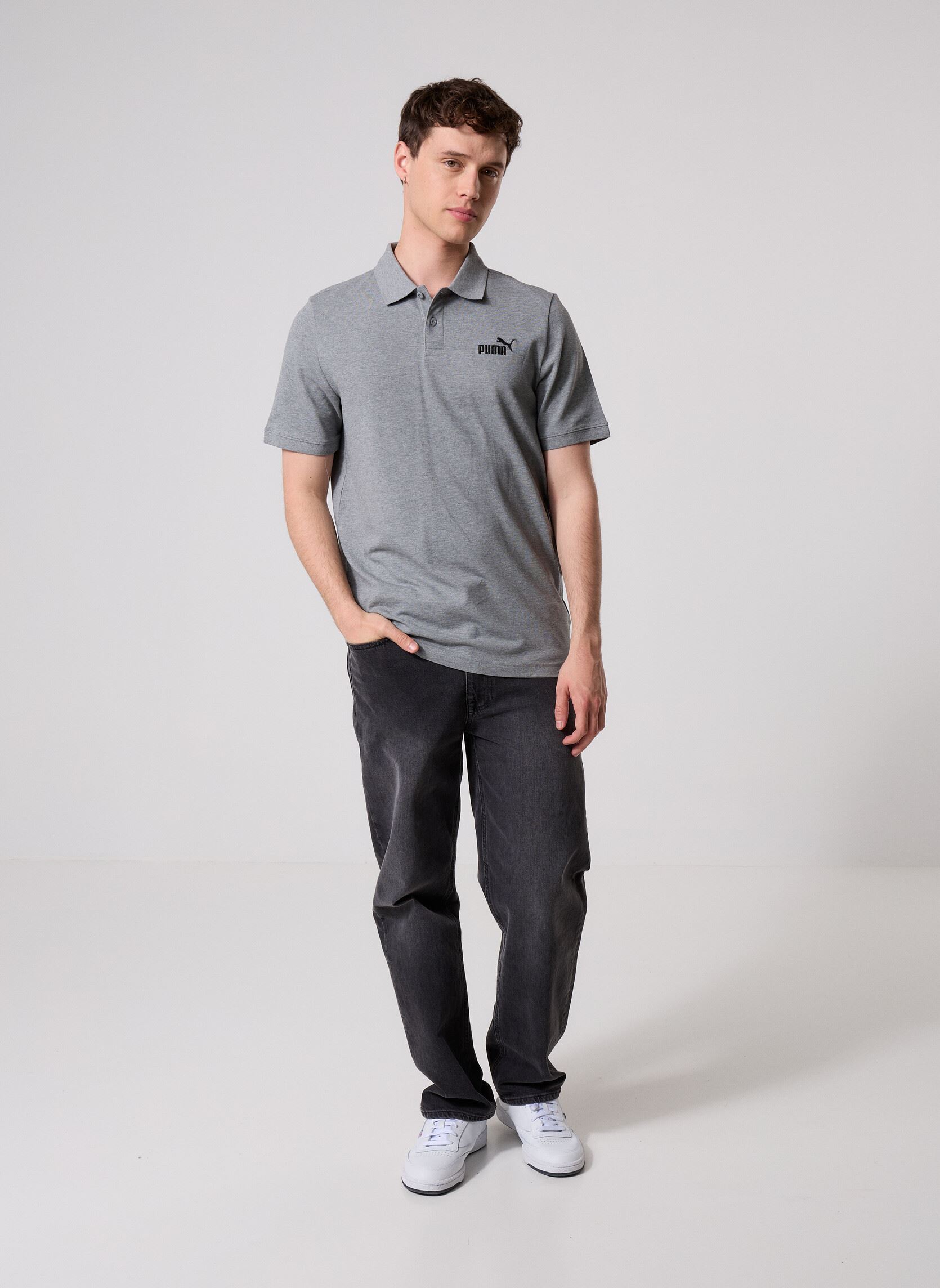 Polos manches courtes ESS No. 1 Logo Pique Polo homme gris Puma Polos manches courtes ESS No. 1 Logo Pique Polo homme gris Medium Gray Heather