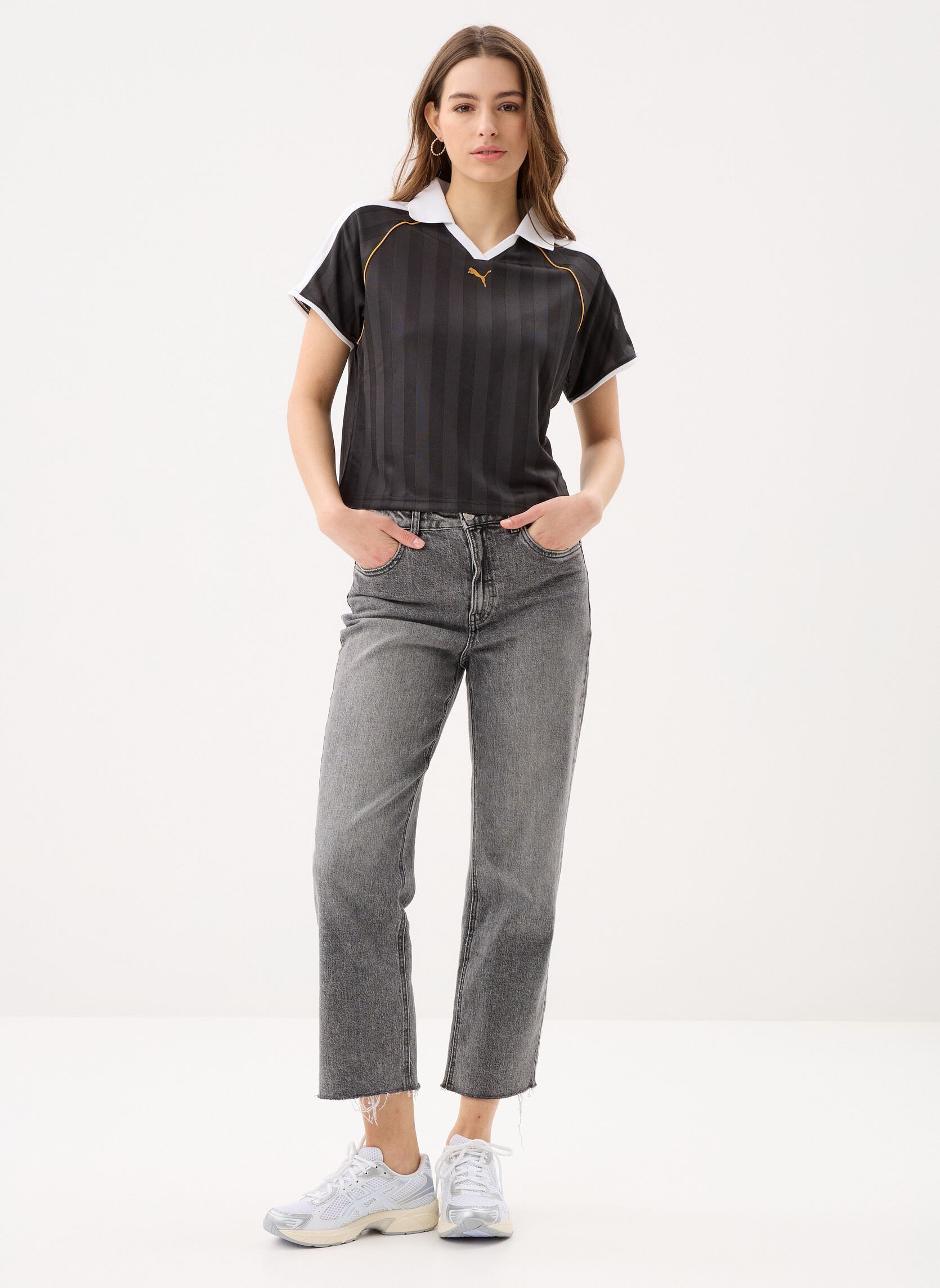 Kurzarm-Poloshirts T7 Relaxed Football Jersey damen schwarz Puma Kurzarm-Poloshirts T7 Relaxed Football Jersey damen schwarz PUMA BLACK