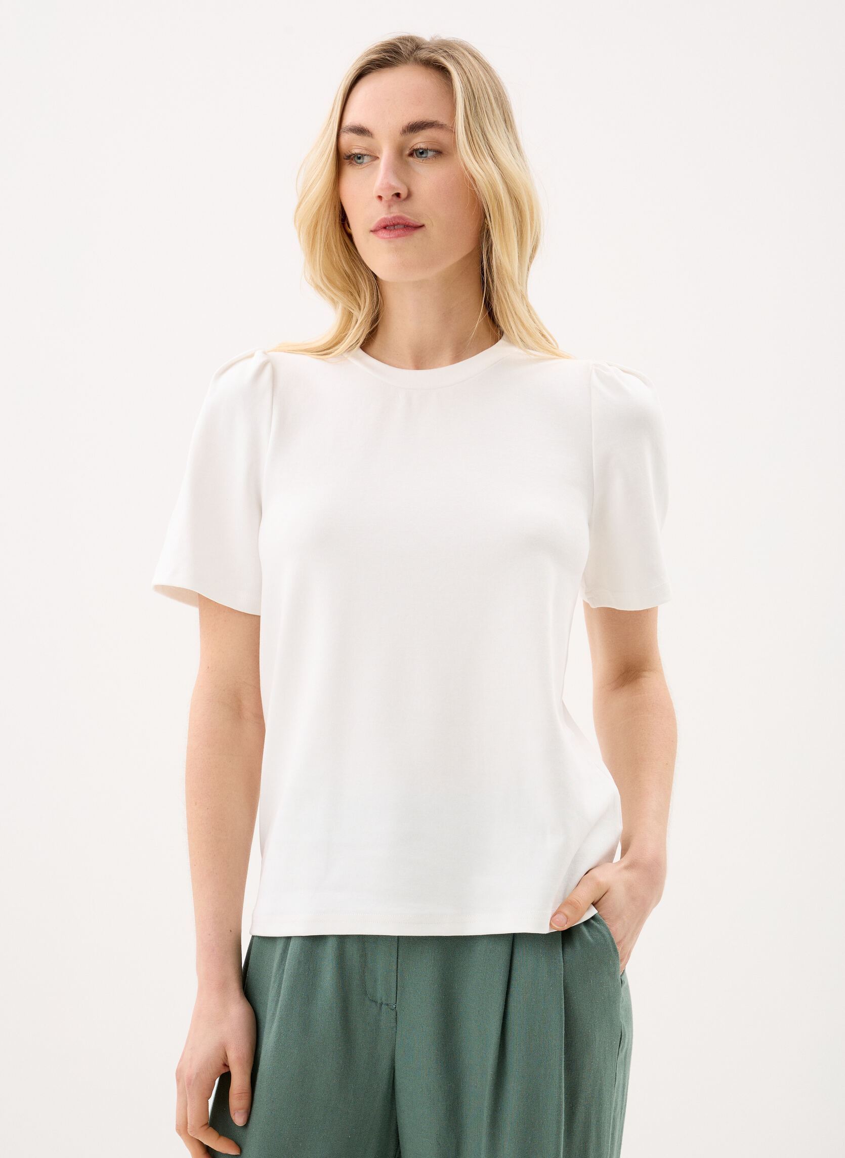 T-shirts met korte mouwen Young Ladies Knitted Tee EL1129EP dames wit Lili Sidonio T-shirts met korte mouwen Young Ladies Knitted Tee EL1129EP dames wit WHITE