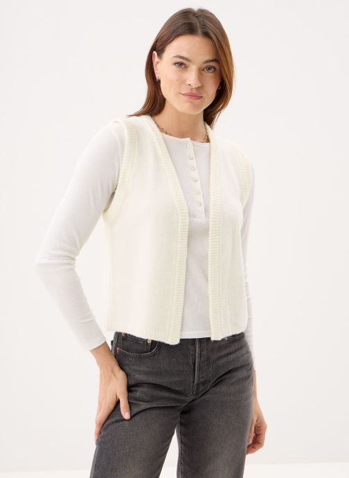 Lili Sidonio Strickjacken und Westen Young Ladies Knitted Sleeveless Cardigan damen weiß