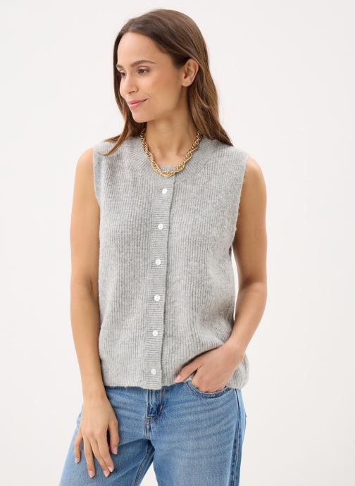 Lili Sidonio Vesten Young Ladies Knitted Sleeveless Cardigan dames grijs