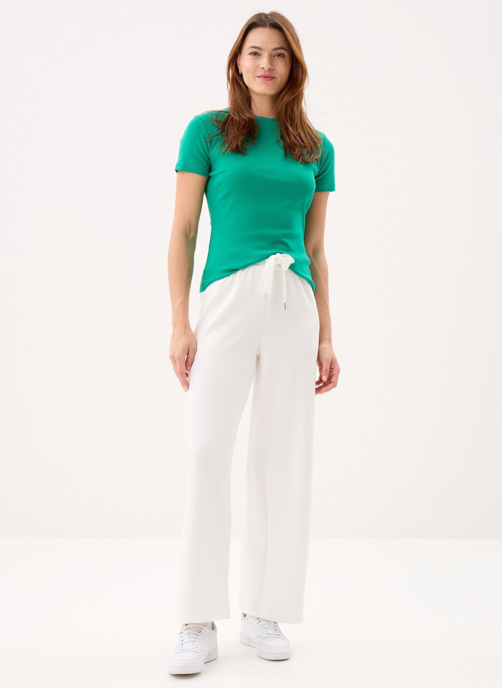 Pantaloni larghi Young Ladies Knitted Pants LALF173EP donna bianco Lili Sidonio Pantaloni larghi Young Ladies Knitted Pants LALF173EP donna bianco OFFWHITE
