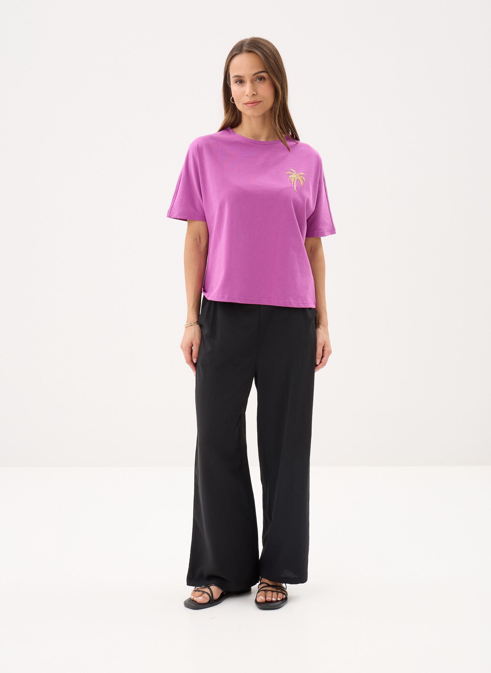Kurzarm-T-Shirts Young Ladies Knitted Tee ML58EP damen violett Lili Sidonio Kurzarm-T-Shirts Young Ladies Knitted Tee ML58EP damen violett PURPLE BOUGAINVILLIER