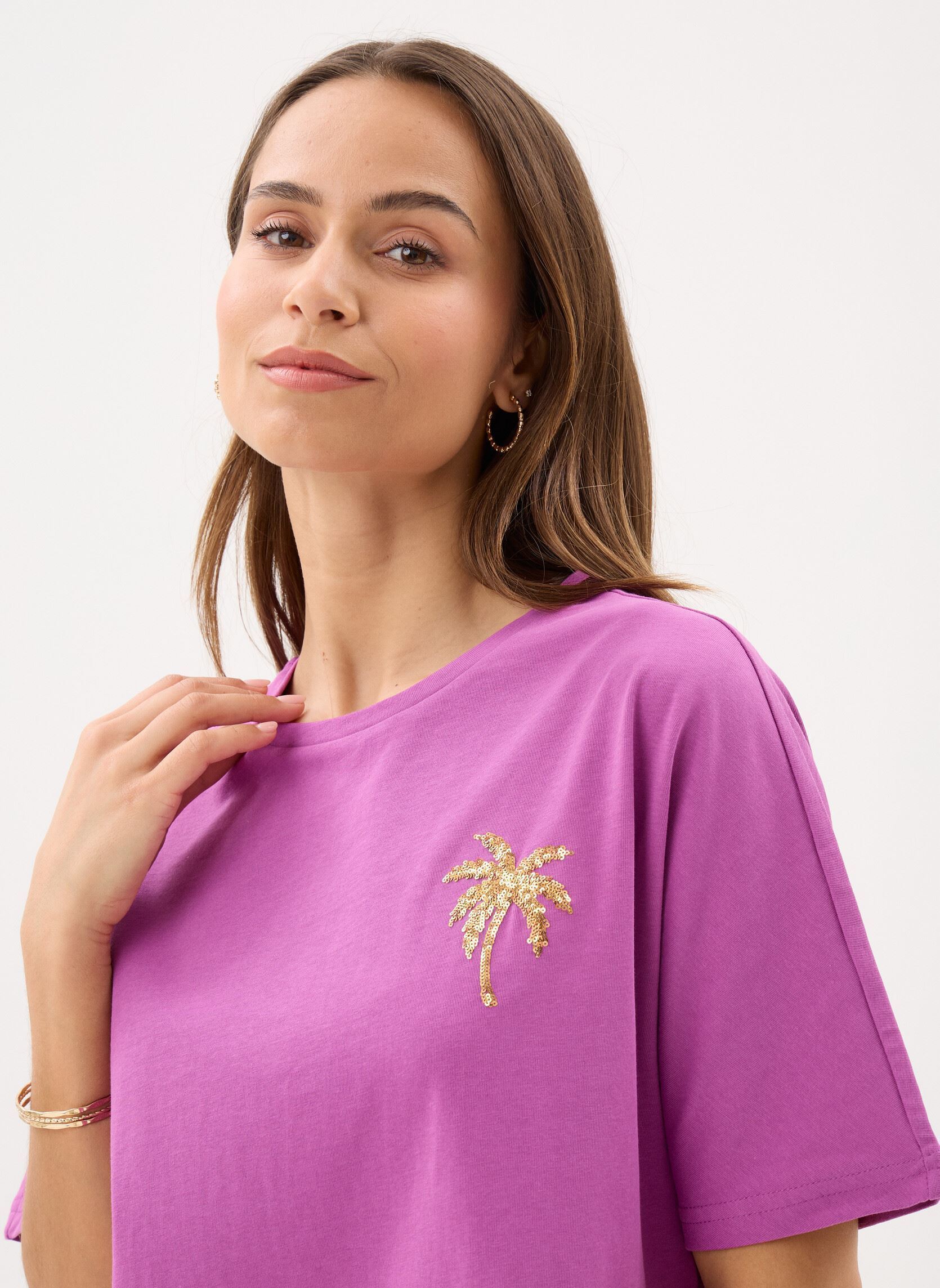 Kurzarm-T-Shirts Young Ladies Knitted Tee ML58EP damen violett Lili Sidonio Kurzarm-T-Shirts Young Ladies Knitted Tee ML58EP damen violett PURPLE BOUGAINVILLIER