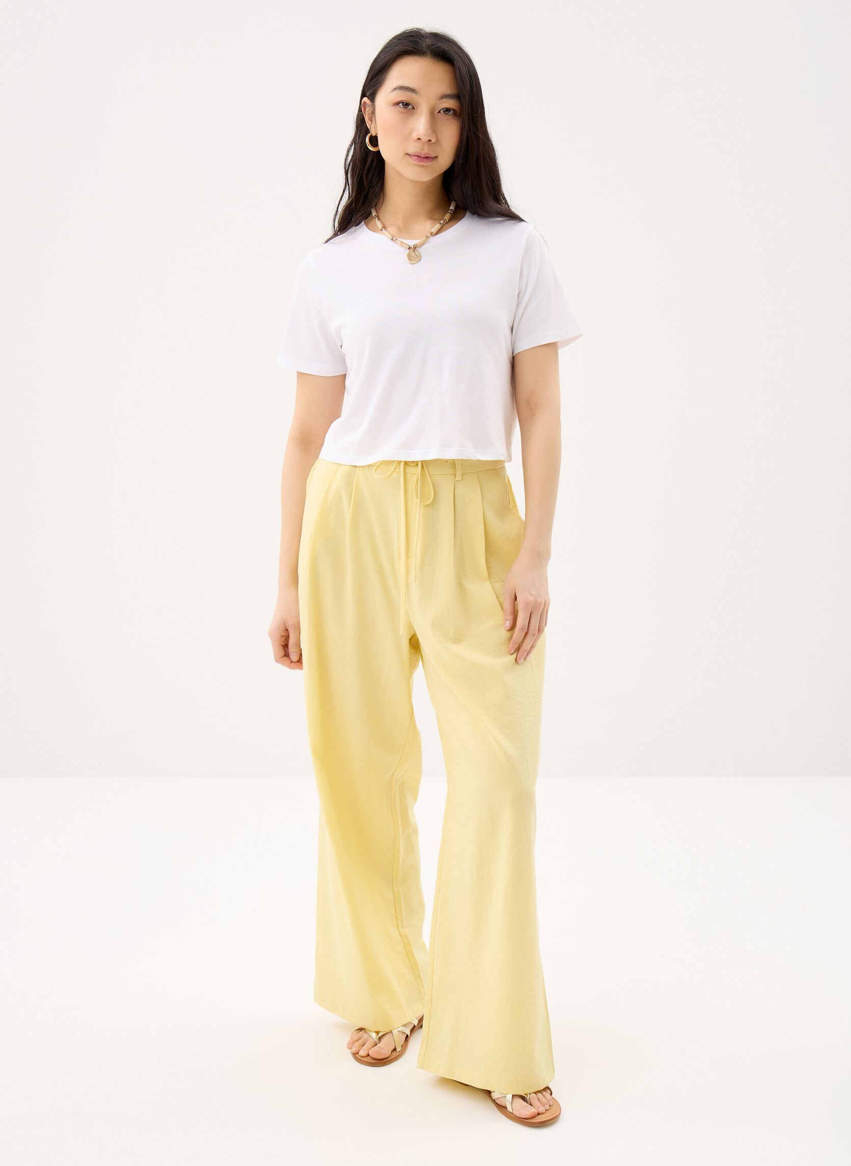 Wijde broeken Young Ladies Woven Pants ML72EP dames geel Lili Sidonio Wijde broeken Young Ladies Woven Pants ML72EP dames geel YELLOW