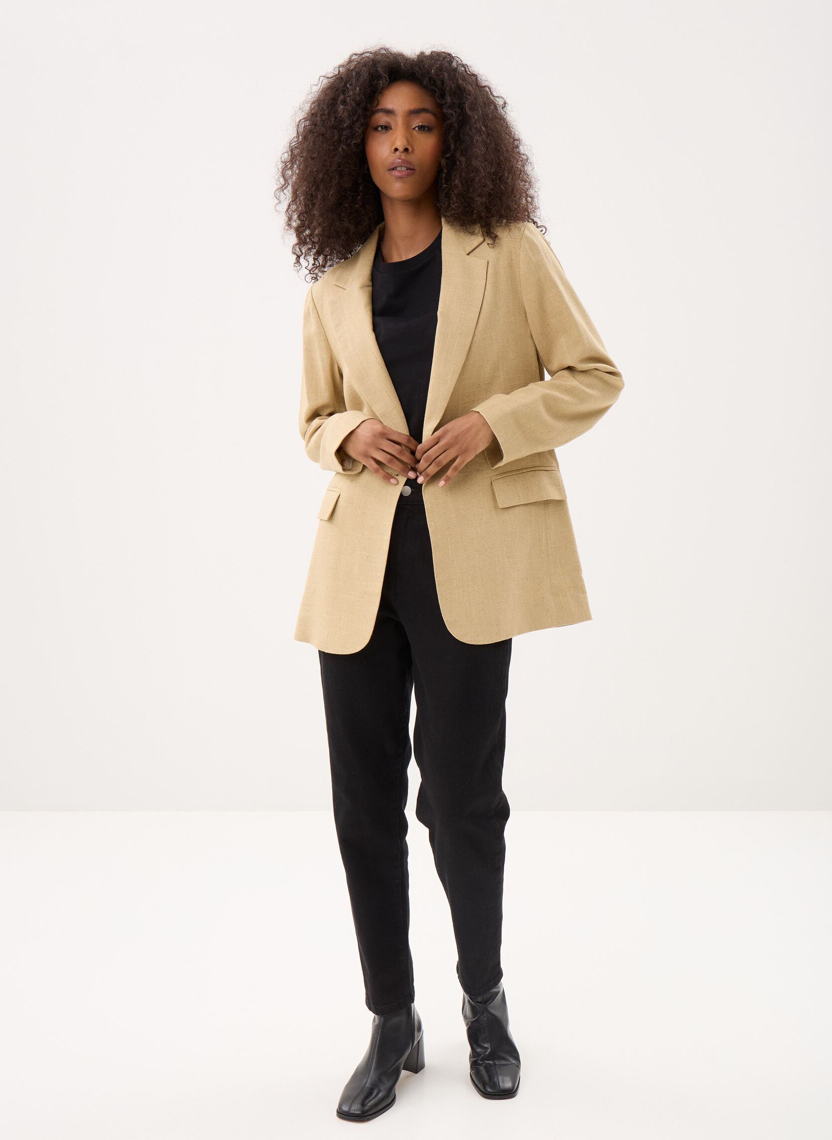 Vestes de blazer Young Ladies Woven Blazer PL273EP femme beige Lili Sidonio Vestes de blazer Young Ladies Woven Blazer PL273EP femme beige BEIGE