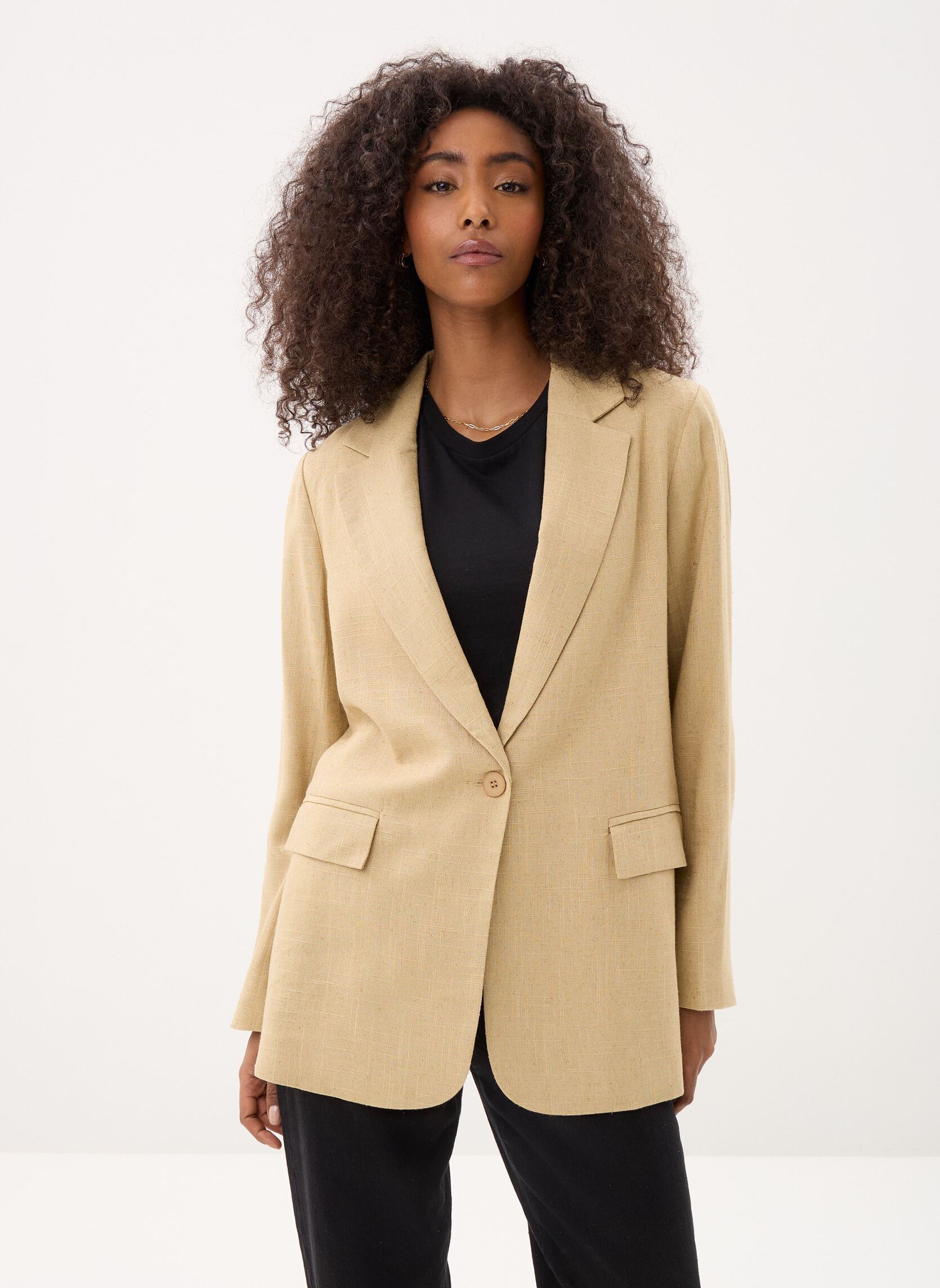 Vestes de blazer Young Ladies Woven Blazer PL273EP femme beige Lili Sidonio Vestes de blazer Young Ladies Woven Blazer PL273EP femme beige BEIGE