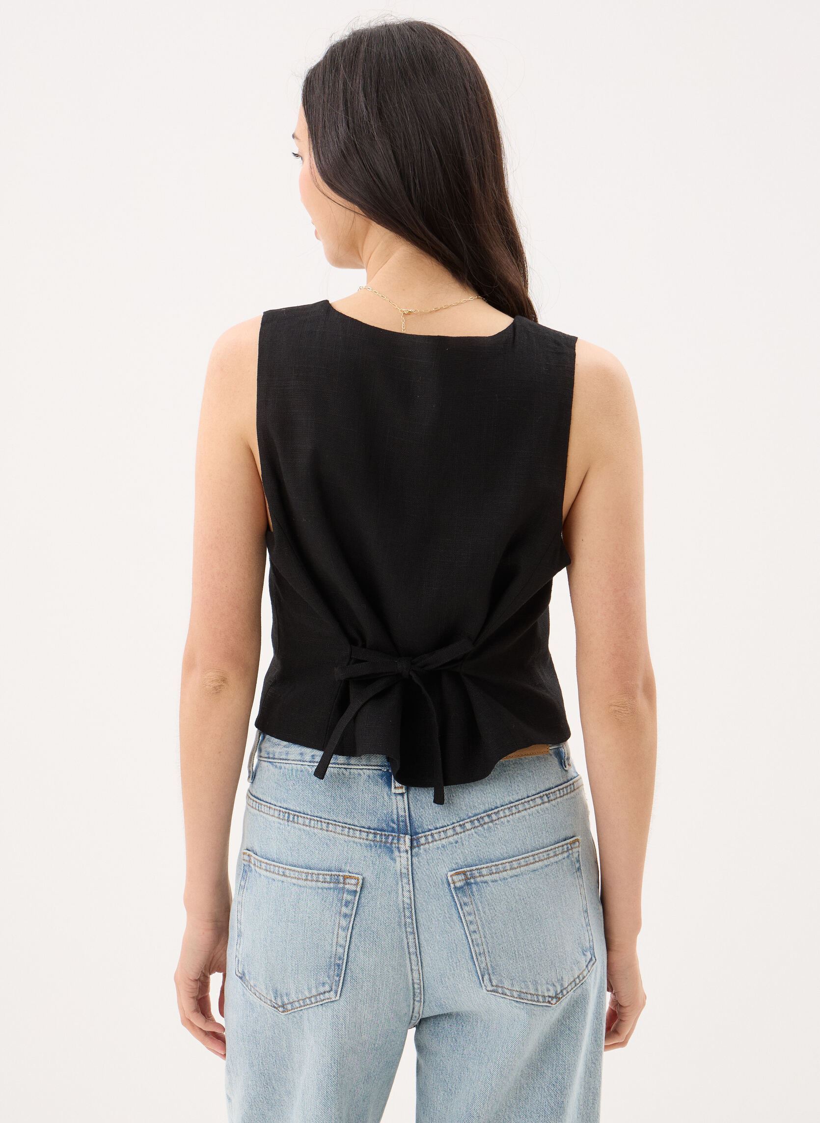 Vestes sans manches Young Ladies Woven Sleeveless Jacket PL2 femme noir Lili Sidonio Vestes sans manches Young Ladies Woven Sleeveless Jacket PL2 femme noir BLACK