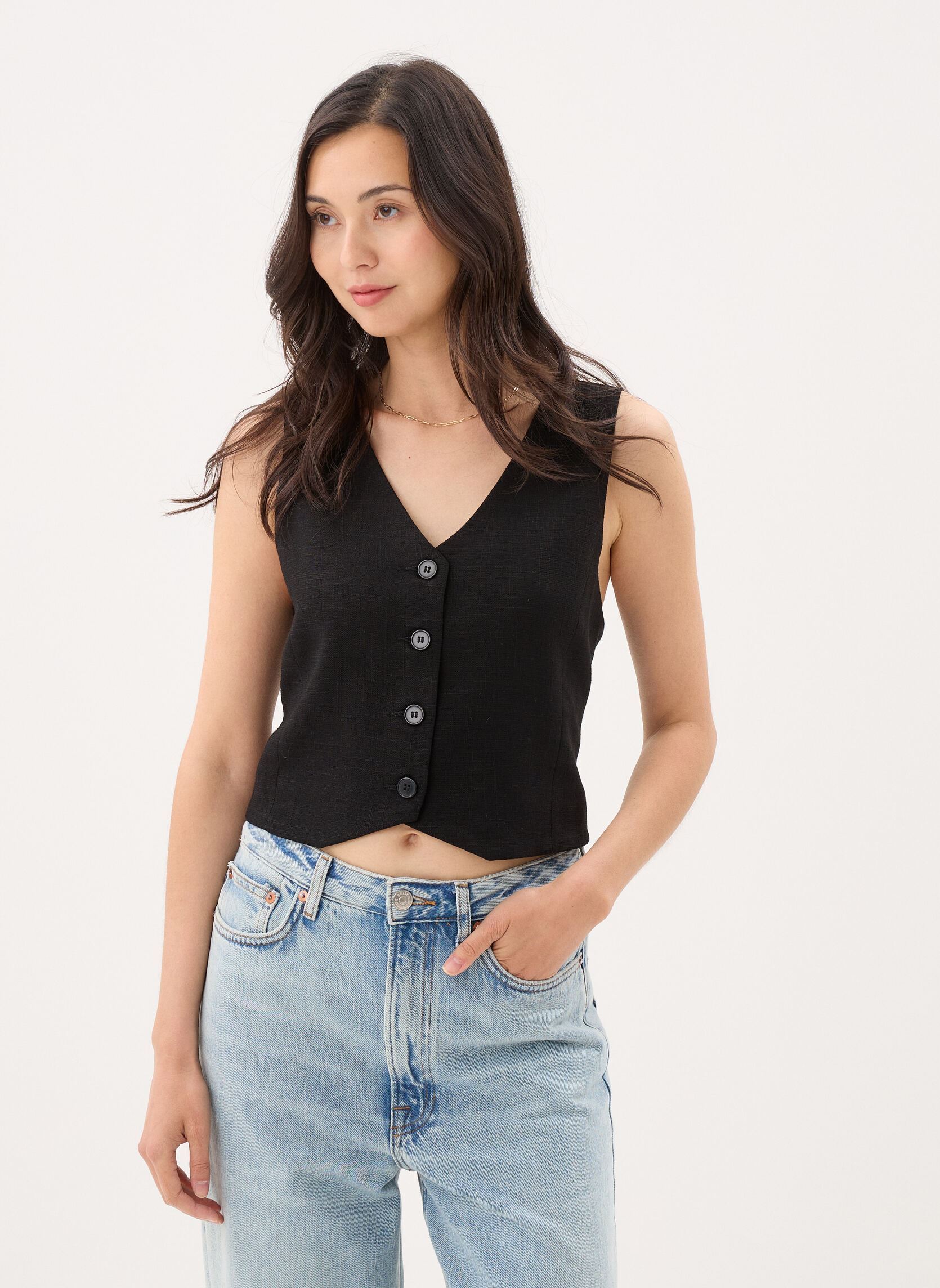 Vestes sans manches Young Ladies Woven Sleeveless Jacket PL2 femme noir Lili Sidonio Vestes sans manches Young Ladies Woven Sleeveless Jacket PL2 femme noir BLACK