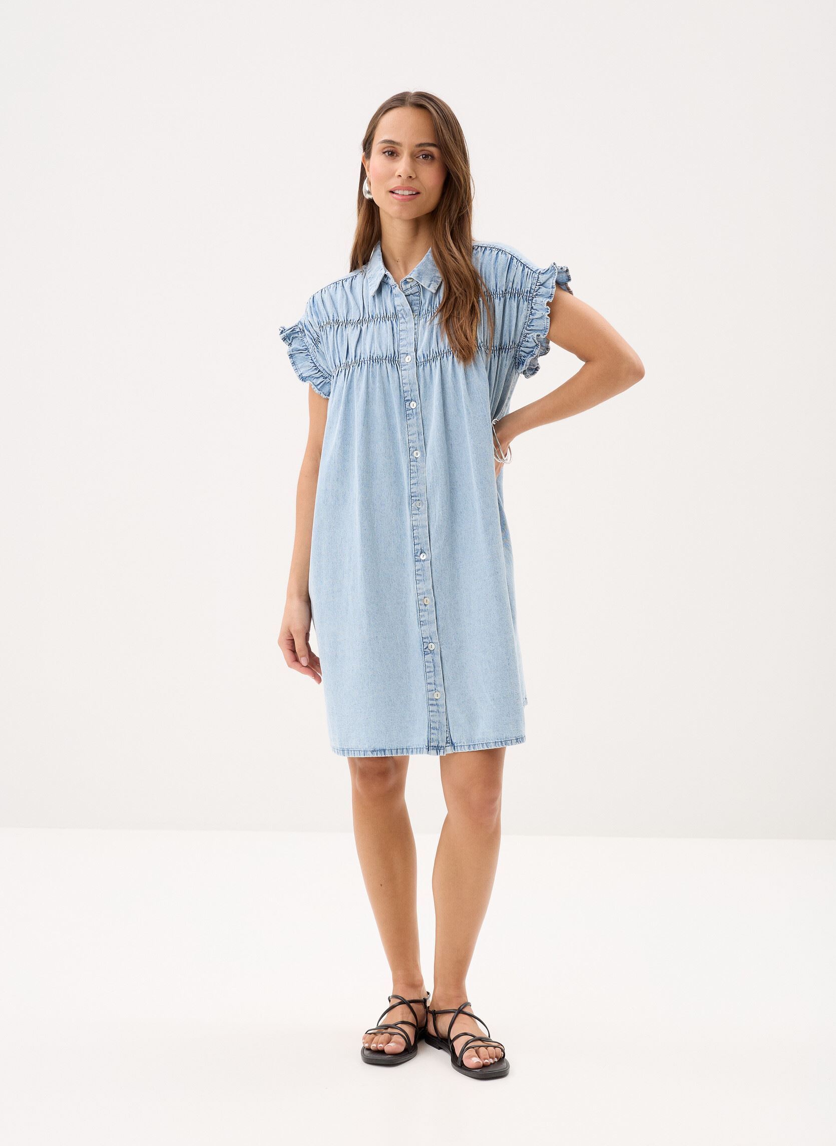 Robes Young Ladies Woven Dress ZPL115EE femme bleu Lili Sidonio Robes Young Ladies Woven Dress ZPL115EE femme bleu DENIM BLUE
