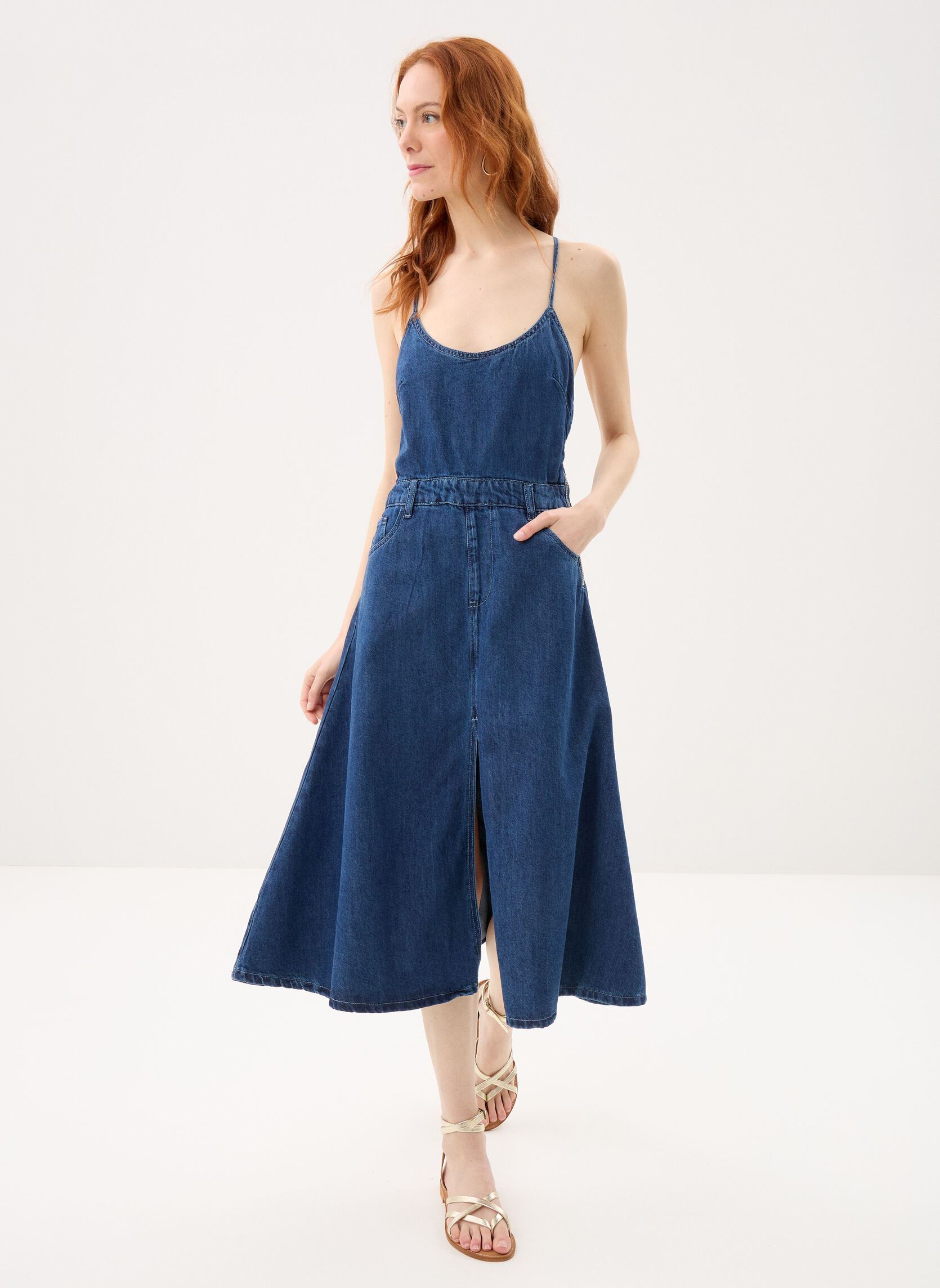 Robes longues Ladies Woven Dress E1707BEP femme bleu Molly Bracken Robes longues Ladies Woven Dress E1707BEP femme bleu DENIM BLUE