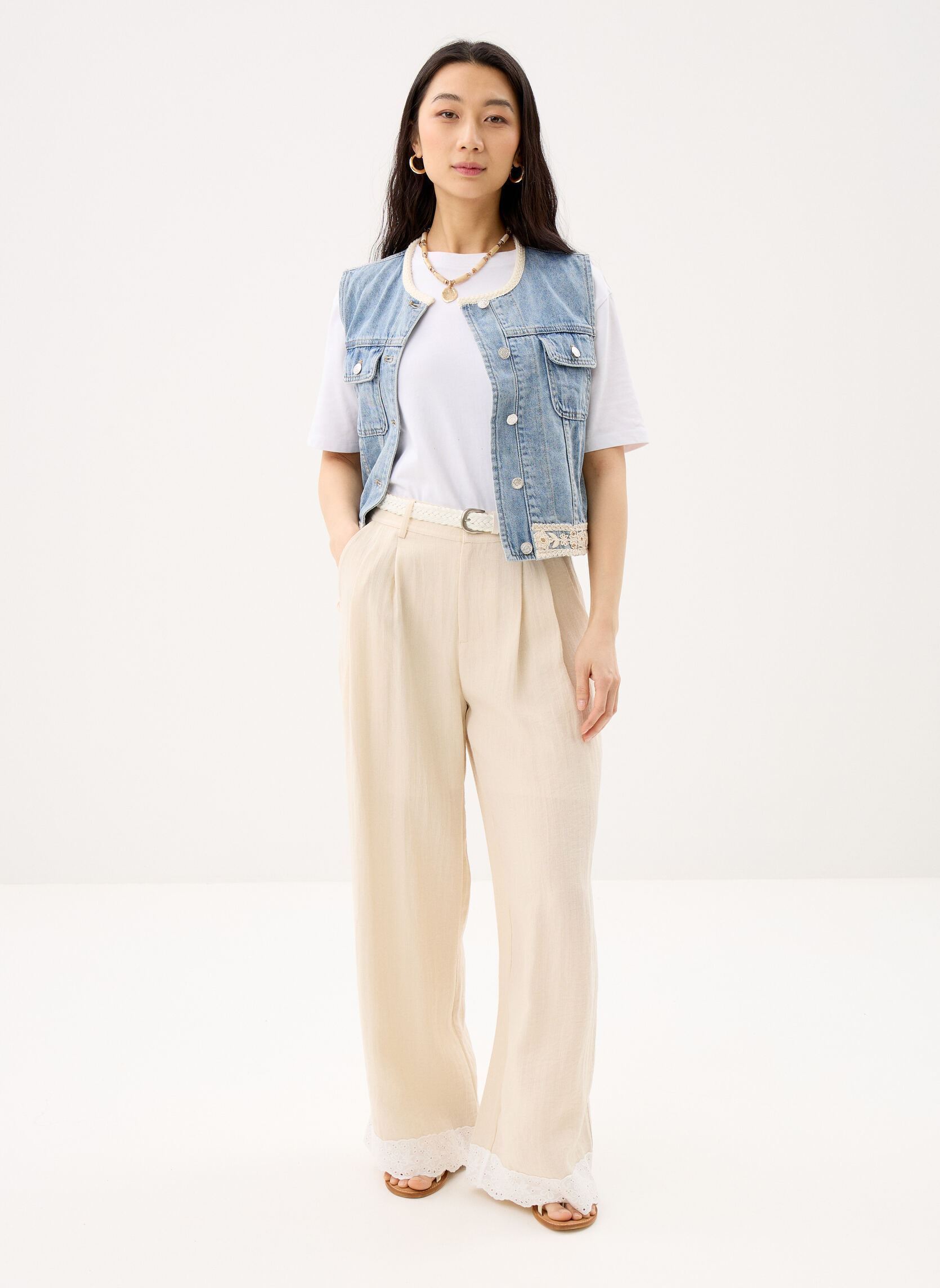 Westen Ladies Woven Sleeveless Jacket E1777EE damen blau Molly Bracken Westen Ladies Woven Sleeveless Jacket E1777EE damen blau LIGHT DENIM