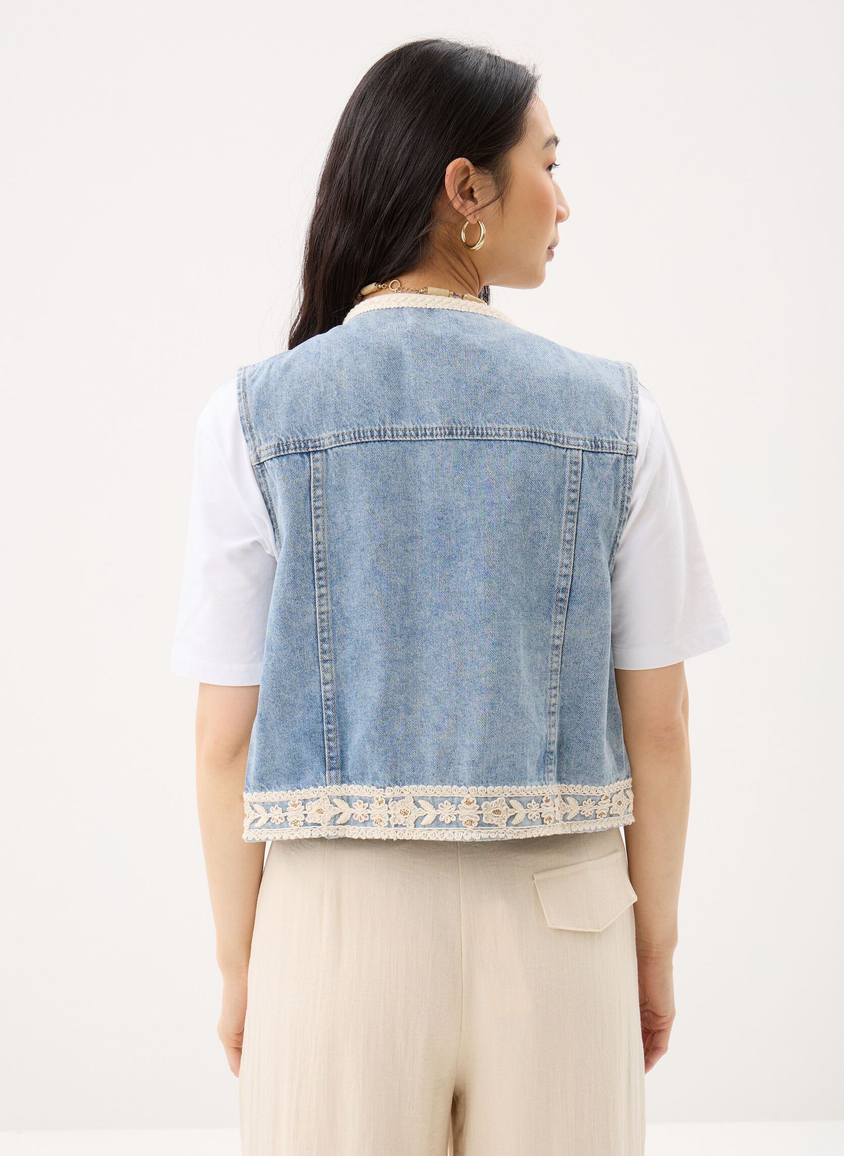 Westen Ladies Woven Sleeveless Jacket E1777EE damen blau Molly Bracken Westen Ladies Woven Sleeveless Jacket E1777EE damen blau LIGHT DENIM