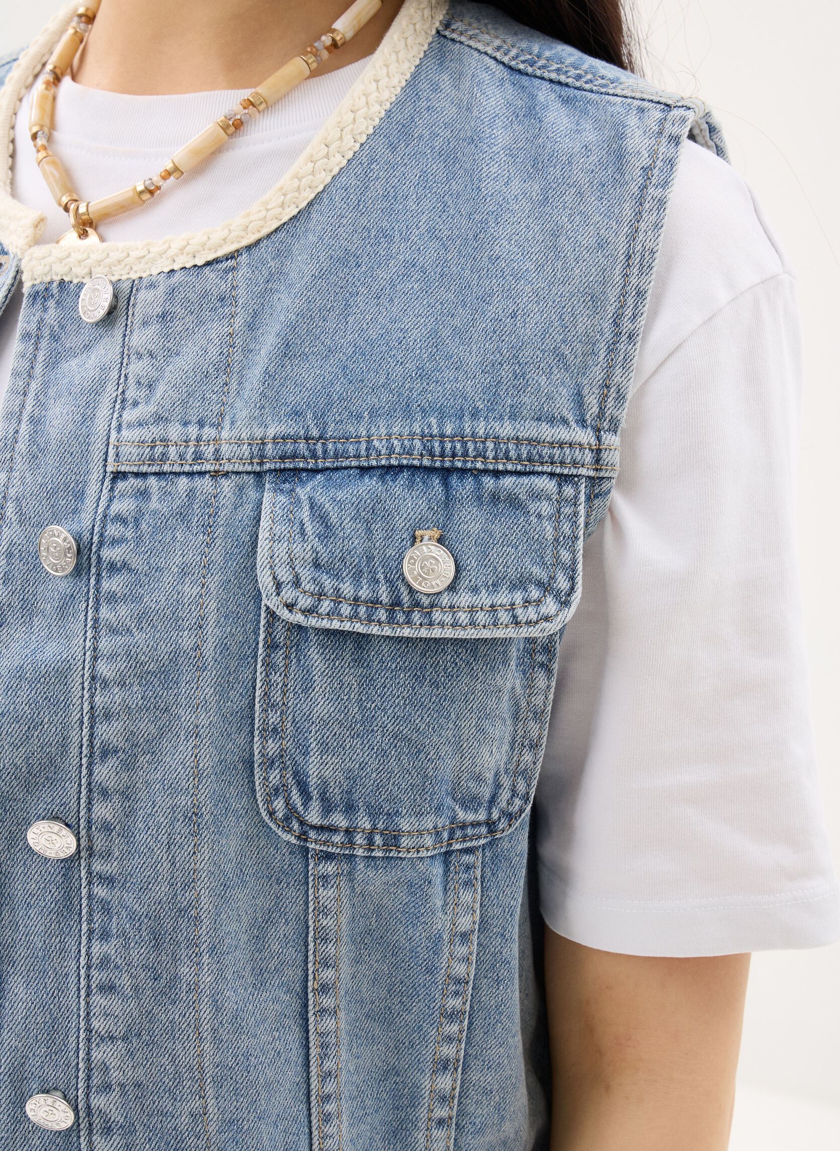 Westen Ladies Woven Sleeveless Jacket E1777EE damen blau Molly Bracken Westen Ladies Woven Sleeveless Jacket E1777EE damen blau LIGHT DENIM