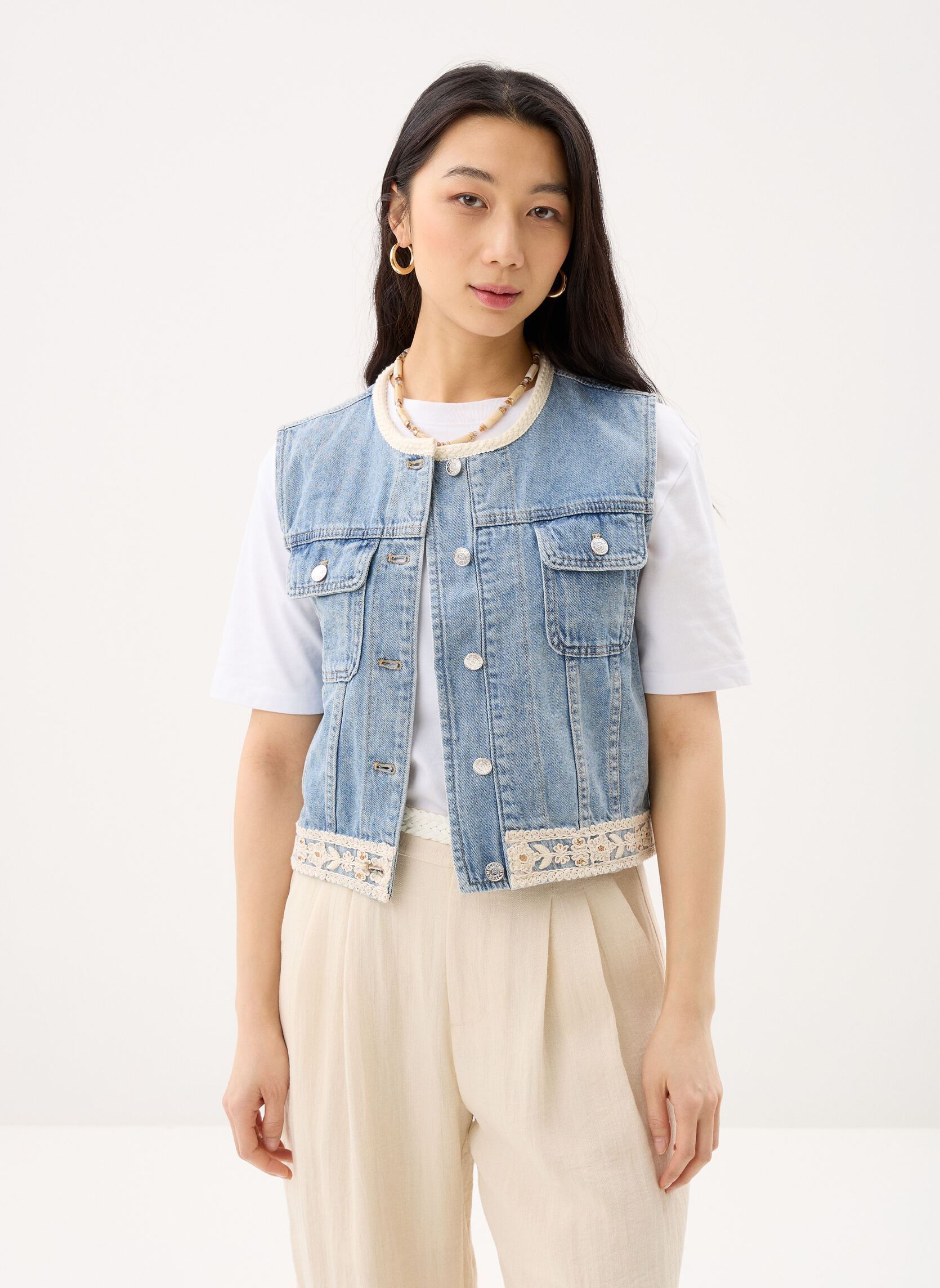 Westen Ladies Woven Sleeveless Jacket E1777EE damen blau Molly Bracken Westen Ladies Woven Sleeveless Jacket E1777EE damen blau LIGHT DENIM