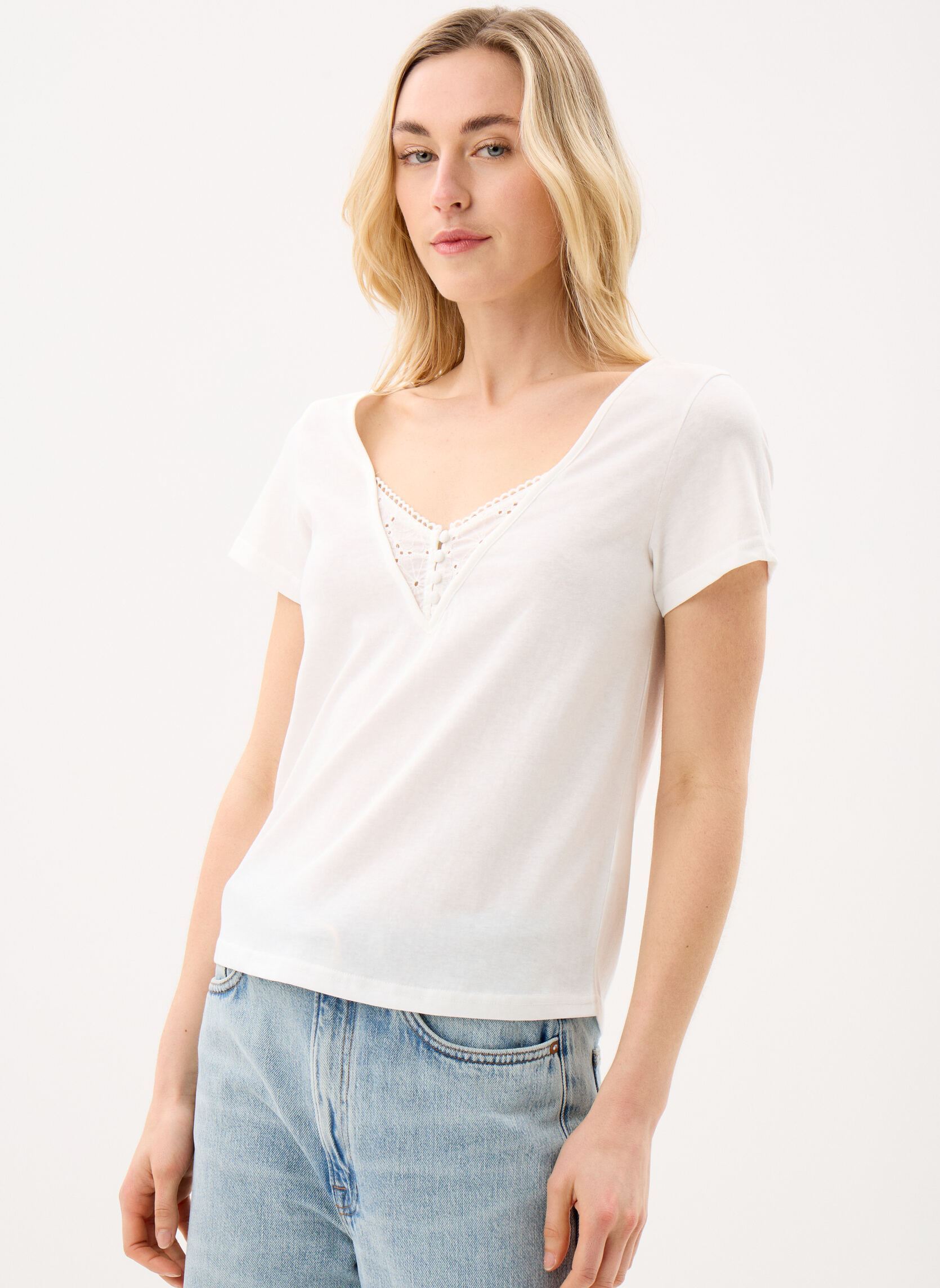 Tee-shirts manches courtes Ladies Knitted Tee E1784EE femme blanc Molly Bracken Tee-shirts manches courtes Ladies Knitted Tee E1784EE femme blanc WHITE