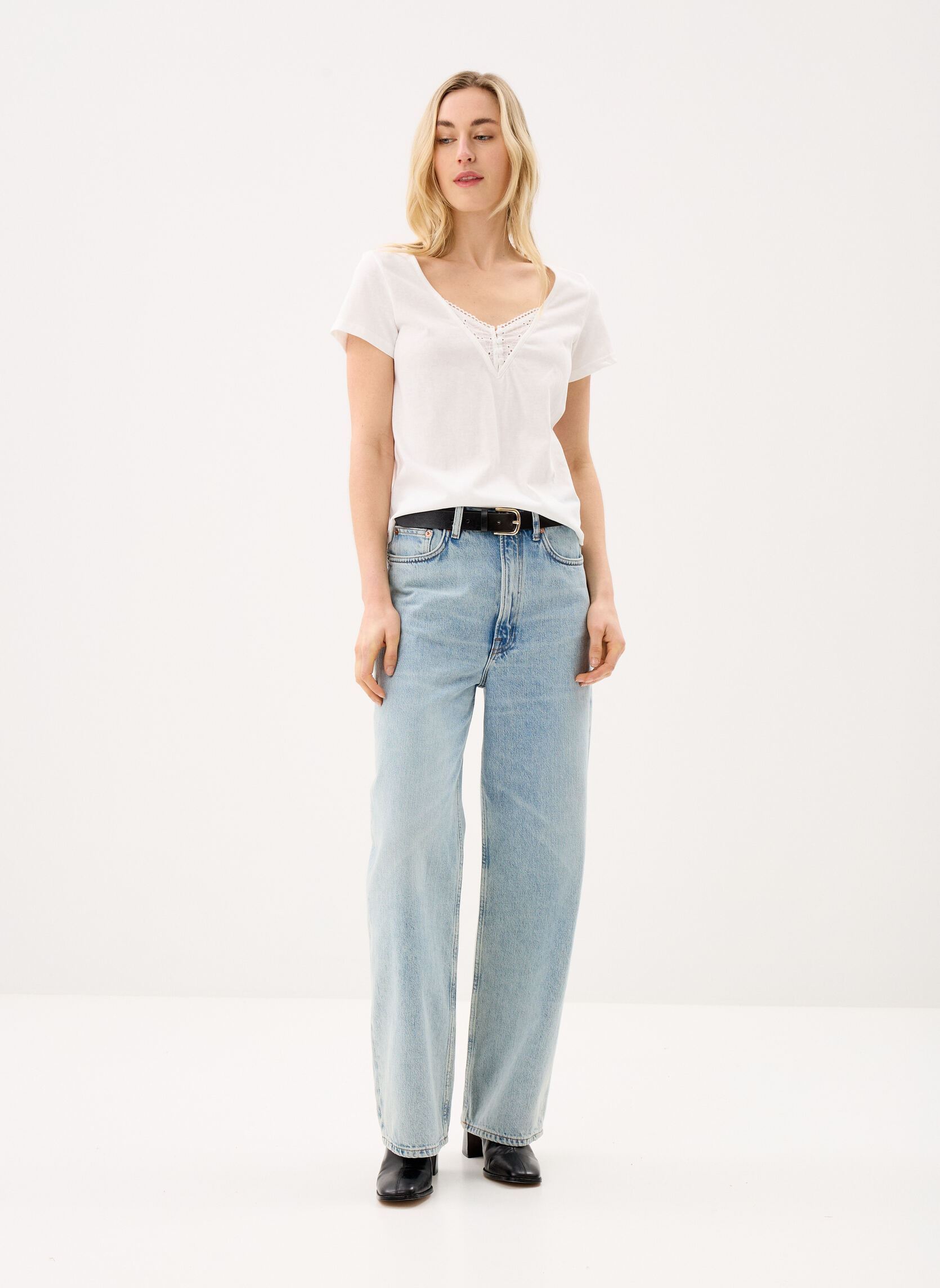 Tee-shirts manches courtes Ladies Knitted Tee E1784EE femme blanc Molly Bracken Tee-shirts manches courtes Ladies Knitted Tee E1784EE femme blanc WHITE