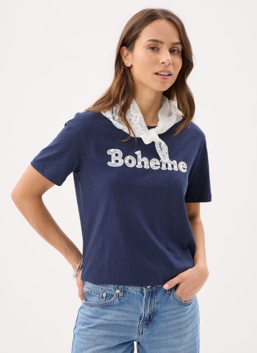 Molly Bracken Kurzarm-T-Shirts Ladies Knitted Tee E1786EP damen blau