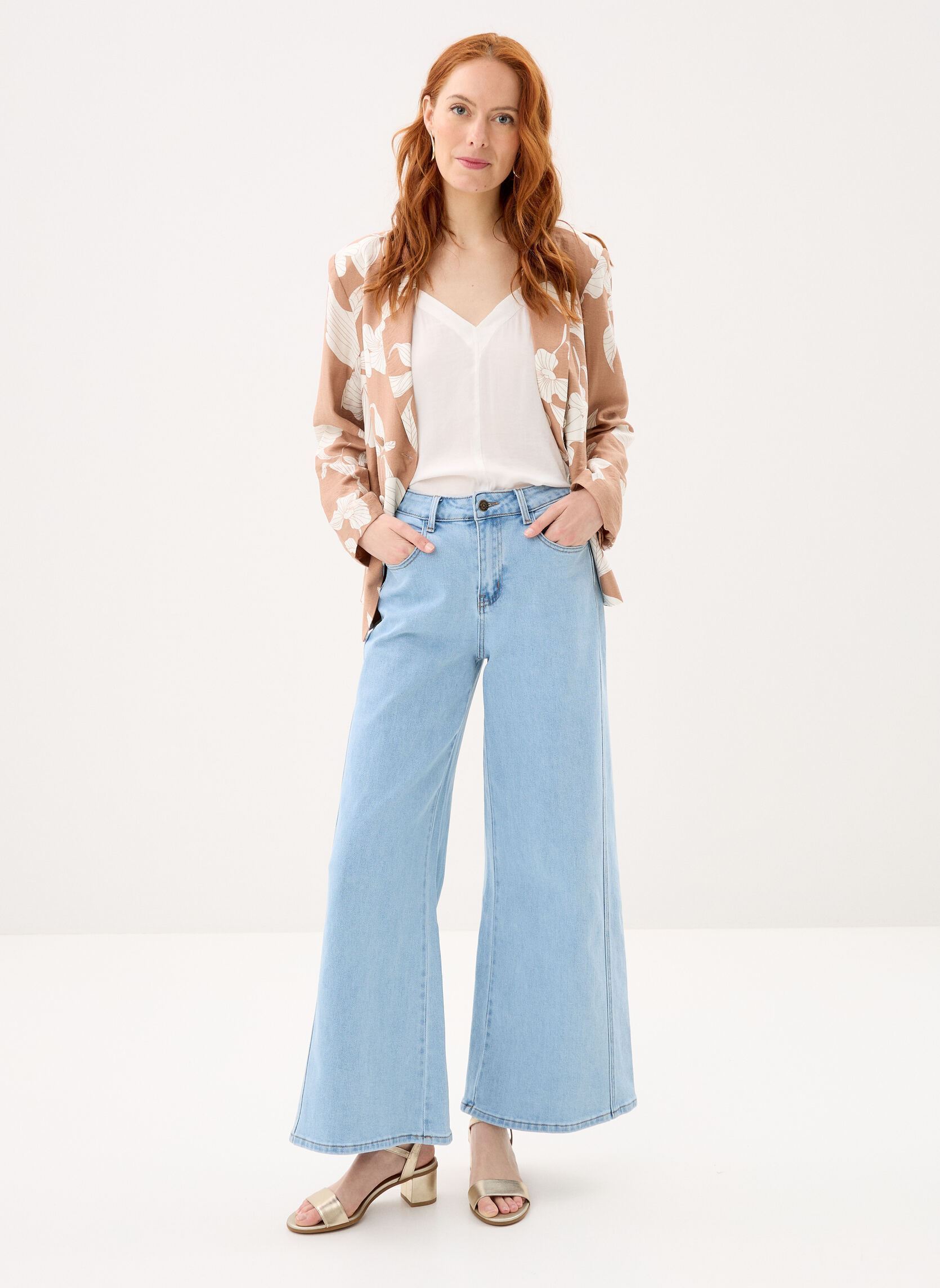 Wijde jeans / Flared Jeans Ladies Woven Pants EF1628EE dames blauw Molly Bracken Wijde jeans / Flared Jeans Ladies Woven Pants EF1628EE dames blauw LIGHT DENIM