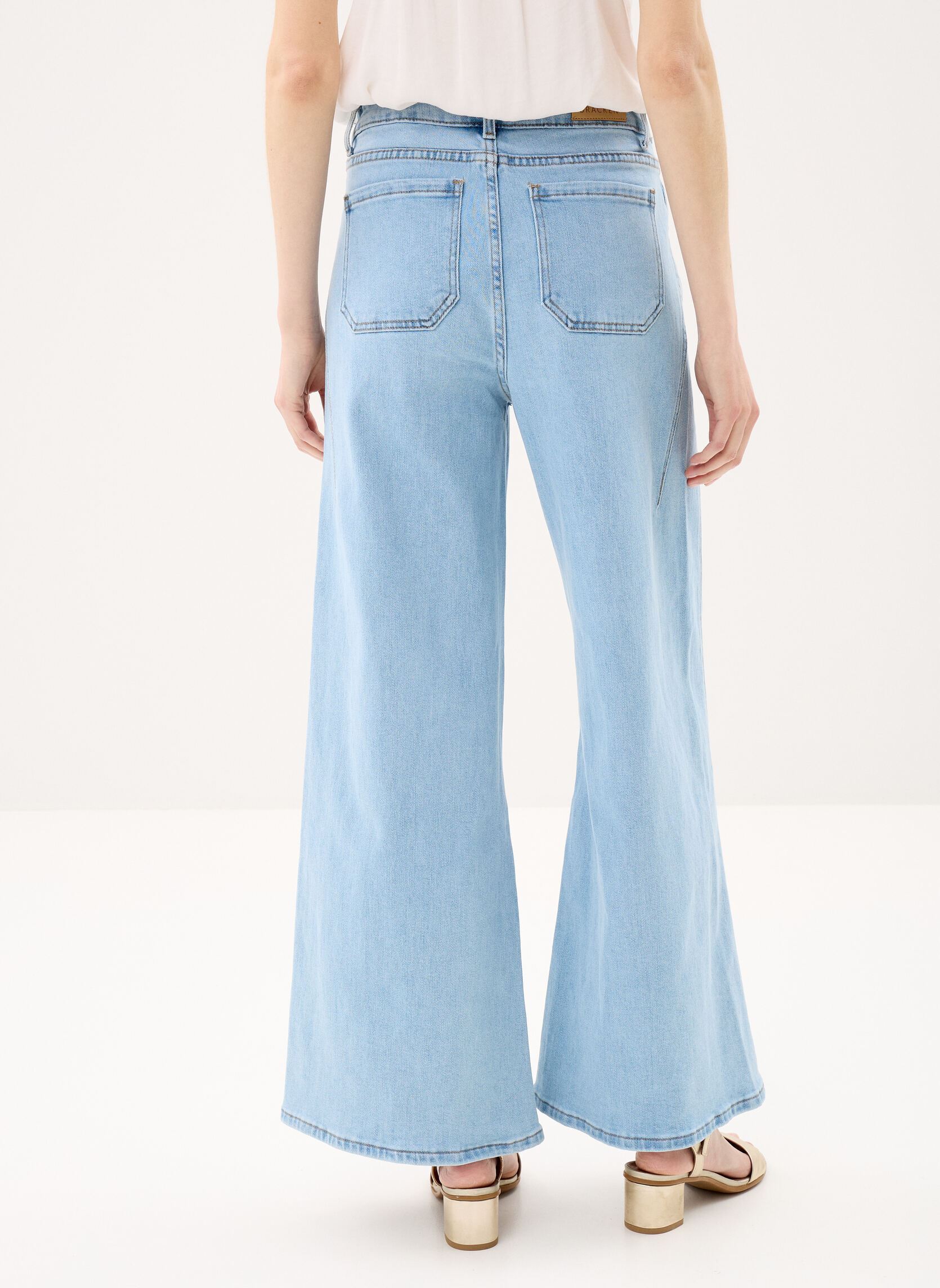 Wijde jeans / Flared Jeans Ladies Woven Pants EF1628EE dames blauw Molly Bracken Wijde jeans / Flared Jeans Ladies Woven Pants EF1628EE dames blauw LIGHT DENIM
