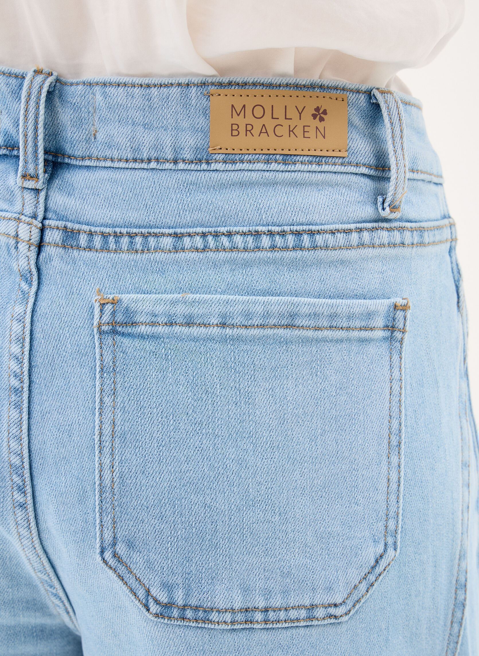 Wijde jeans / Flared Jeans Ladies Woven Pants EF1628EE dames blauw Molly Bracken Wijde jeans / Flared Jeans Ladies Woven Pants EF1628EE dames blauw LIGHT DENIM