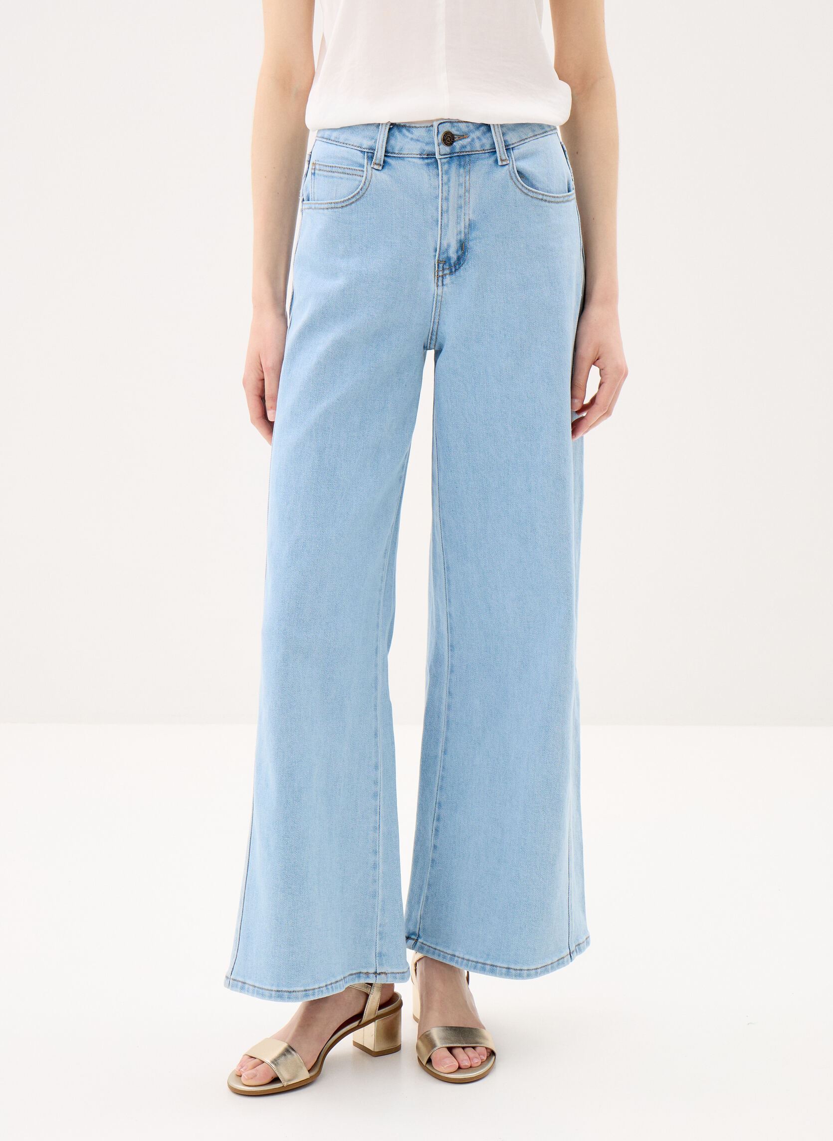 Wijde jeans / Flared Jeans Ladies Woven Pants EF1628EE dames blauw Molly Bracken Wijde jeans / Flared Jeans Ladies Woven Pants EF1628EE dames blauw LIGHT DENIM