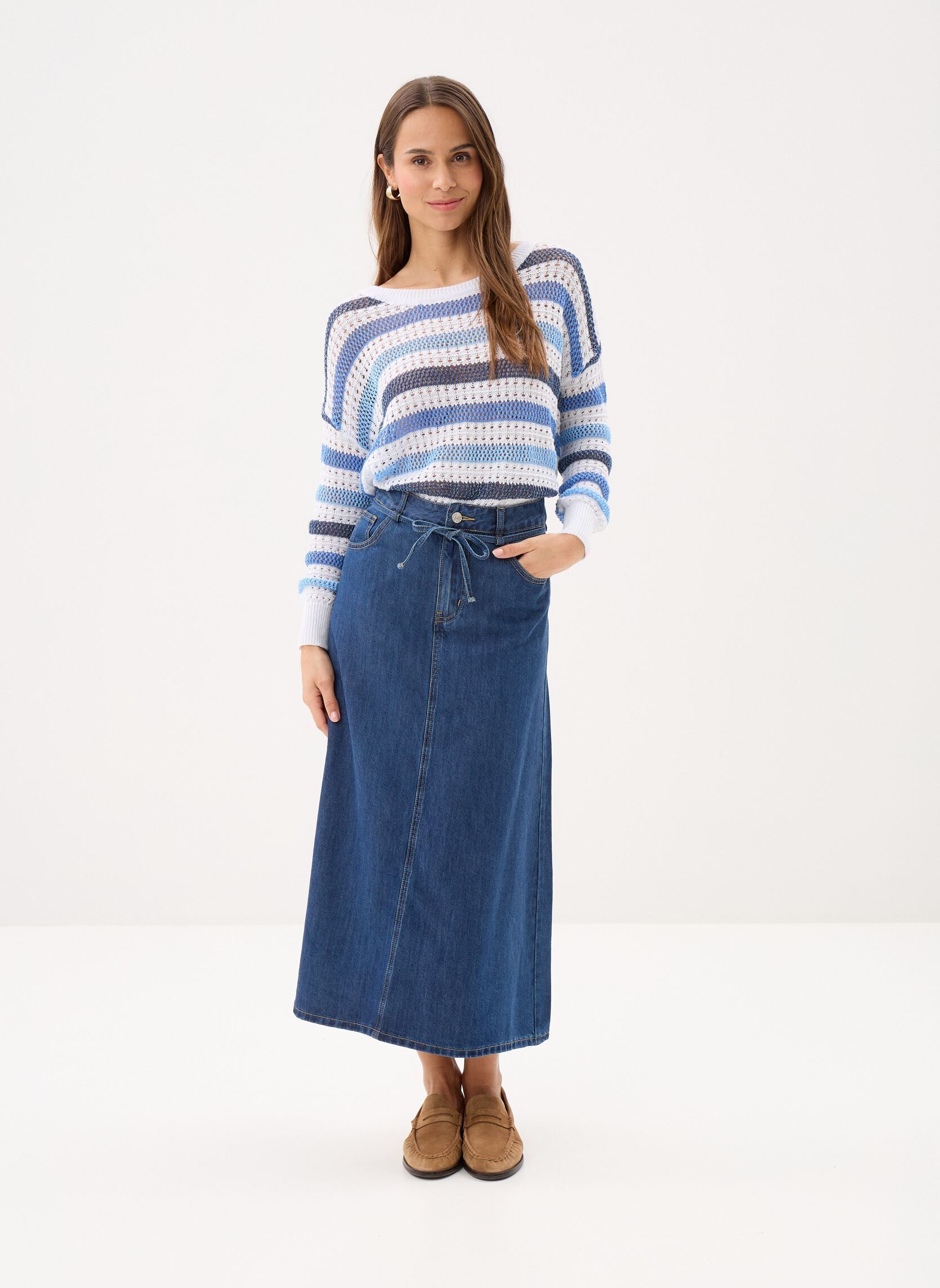 Midi-Röcke Ladies Woven Skirt EF1630EP damen blau Molly Bracken Midi-Röcke Ladies Woven Skirt EF1630EP damen blau DENIM BLUE