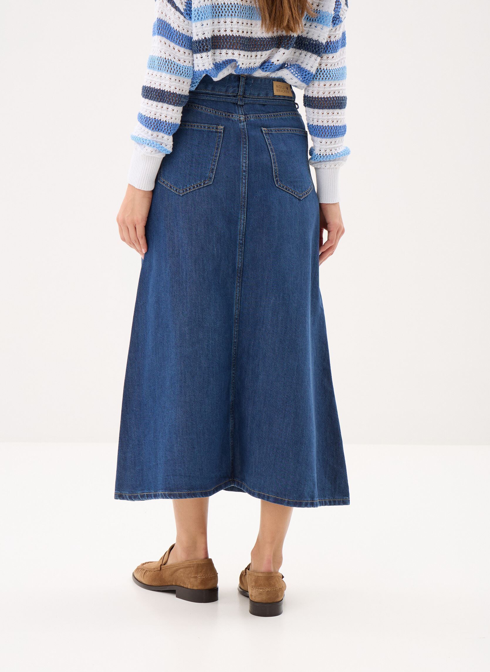 Midi-Röcke Ladies Woven Skirt EF1630EP damen blau Molly Bracken Midi-Röcke Ladies Woven Skirt EF1630EP damen blau DENIM BLUE
