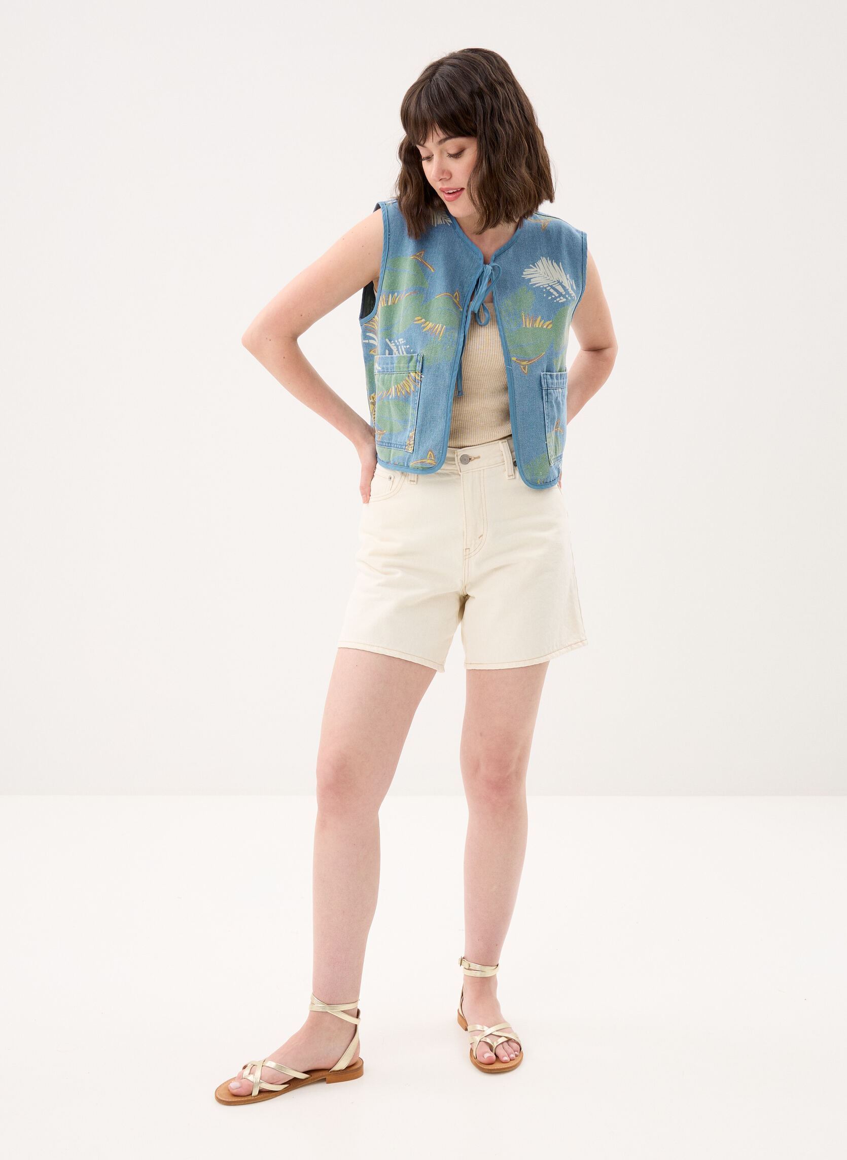 Vestes sans manches Ladies Woven Sleeveless Jacket ES195AEE femme bleu Molly Bracken Vestes sans manches Ladies Woven Sleeveless Jacket ES195AEE femme bleu LIGHT DENIM