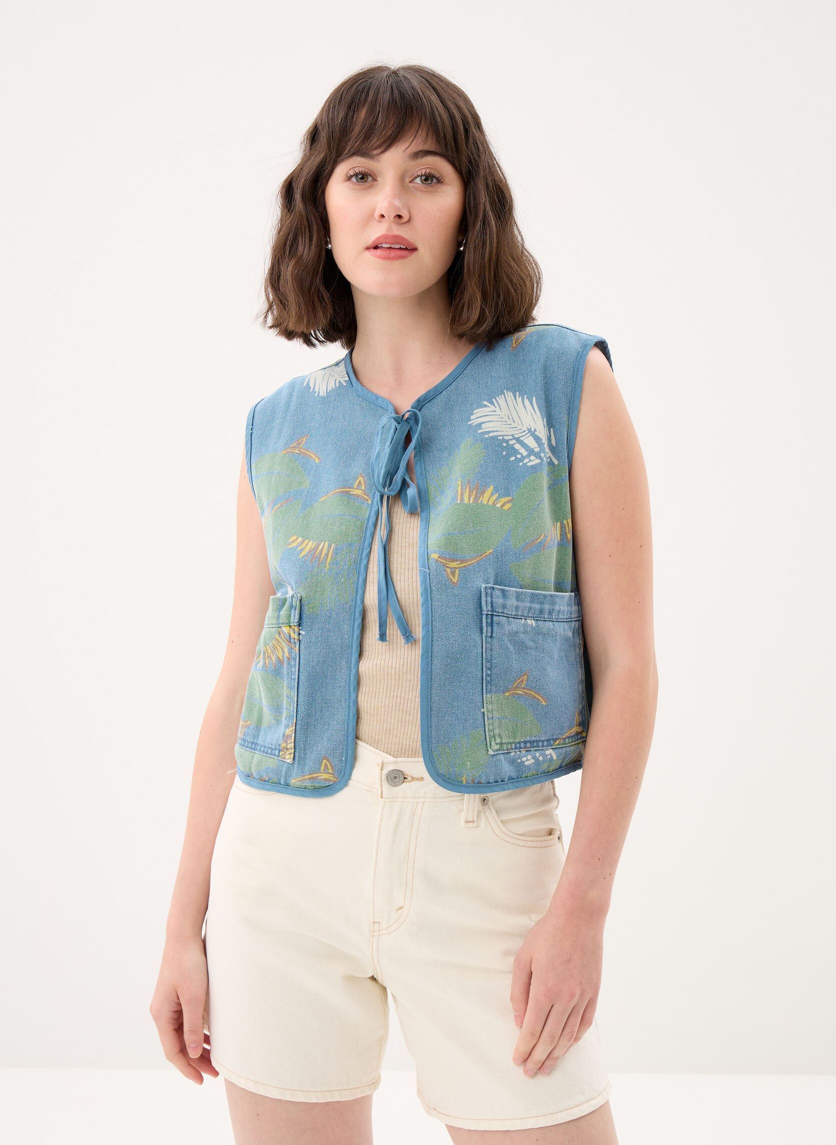 Vestes sans manches Ladies Woven Sleeveless Jacket ES195AEE femme bleu Molly Bracken Vestes sans manches Ladies Woven Sleeveless Jacket ES195AEE femme bleu LIGHT DENIM