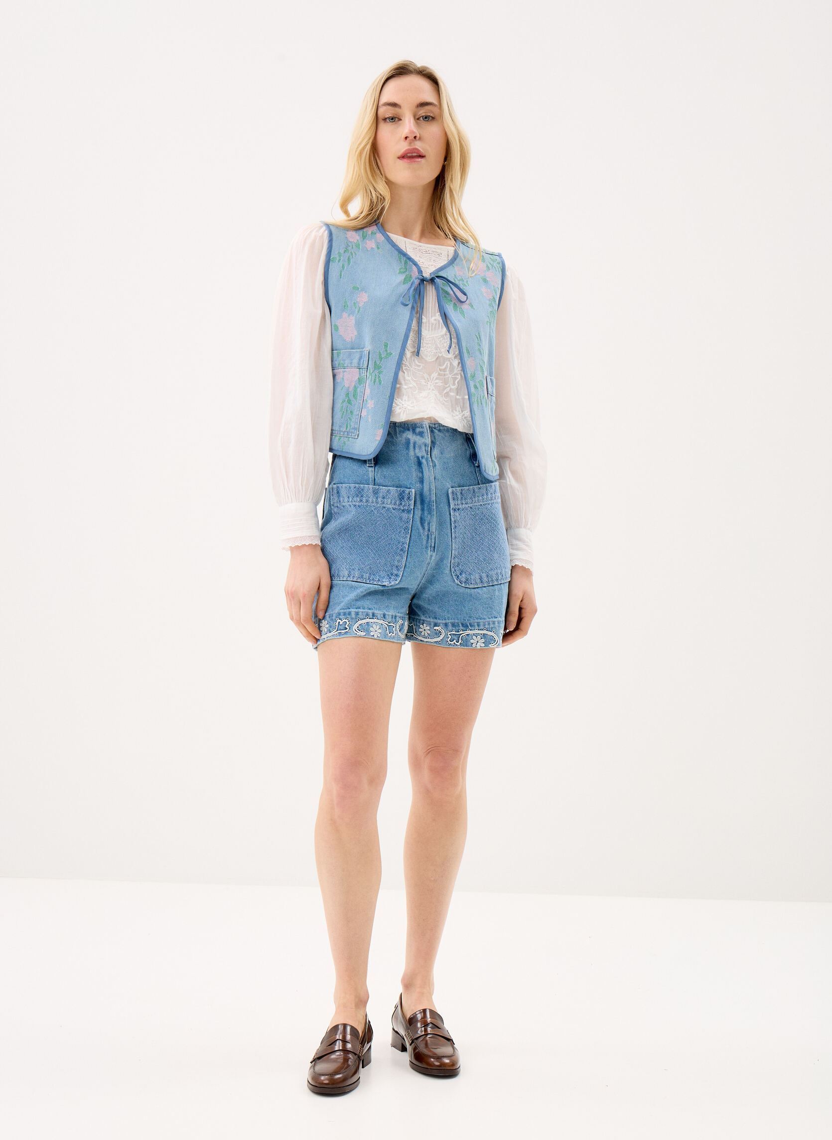 Bodywarmer Ladies Woven Sleeveless Jacket ES195BEP dames blauw Molly Bracken Bodywarmer Ladies Woven Sleeveless Jacket ES195BEP dames blauw LIGHT DENIM