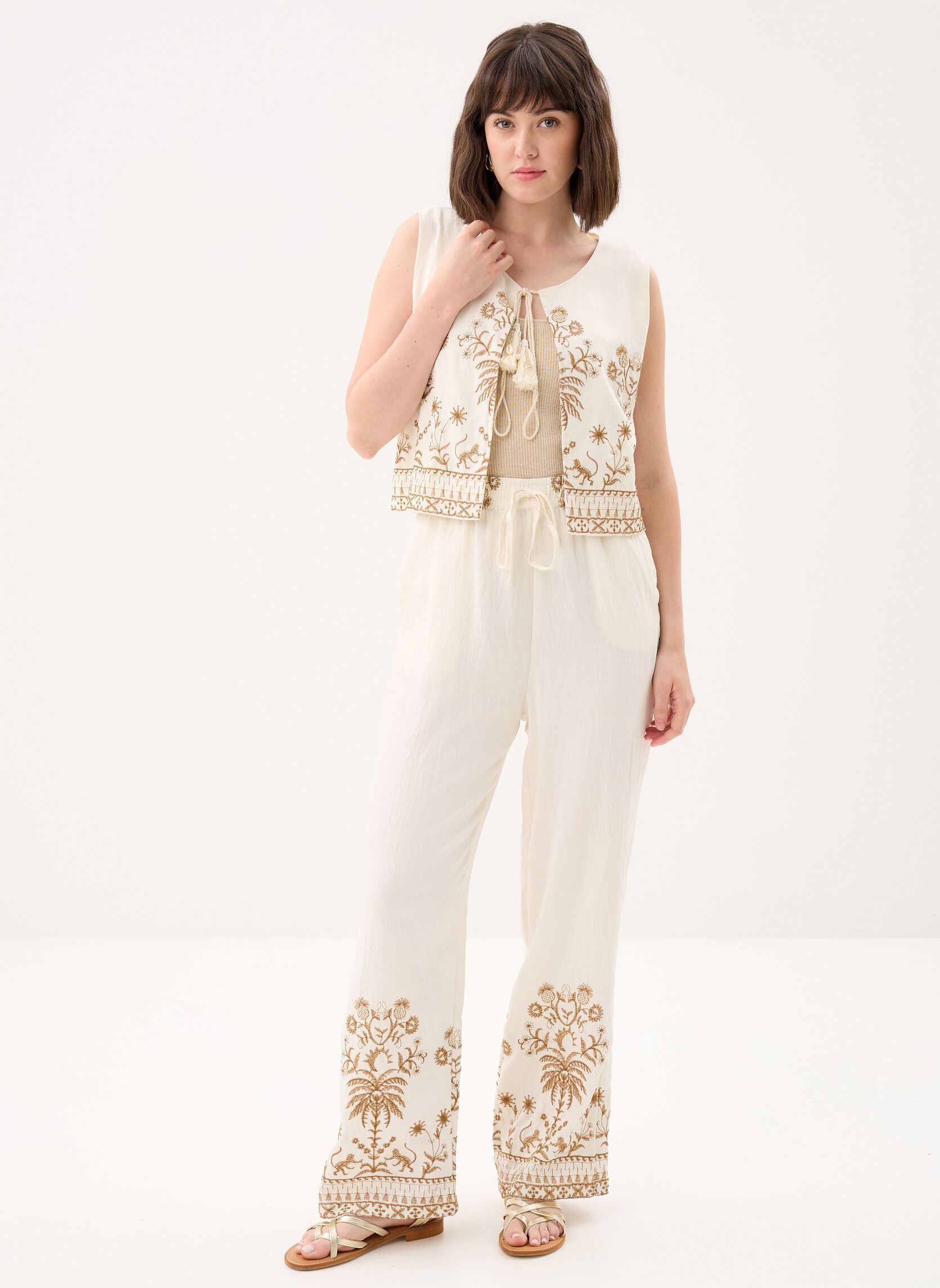 Westen Ladies Woven Sleeveless Jacket LA1907EE damen weiß Molly Bracken Westen Ladies Woven Sleeveless Jacket LA1907EE damen weiß OFFWHITE/BEIGE