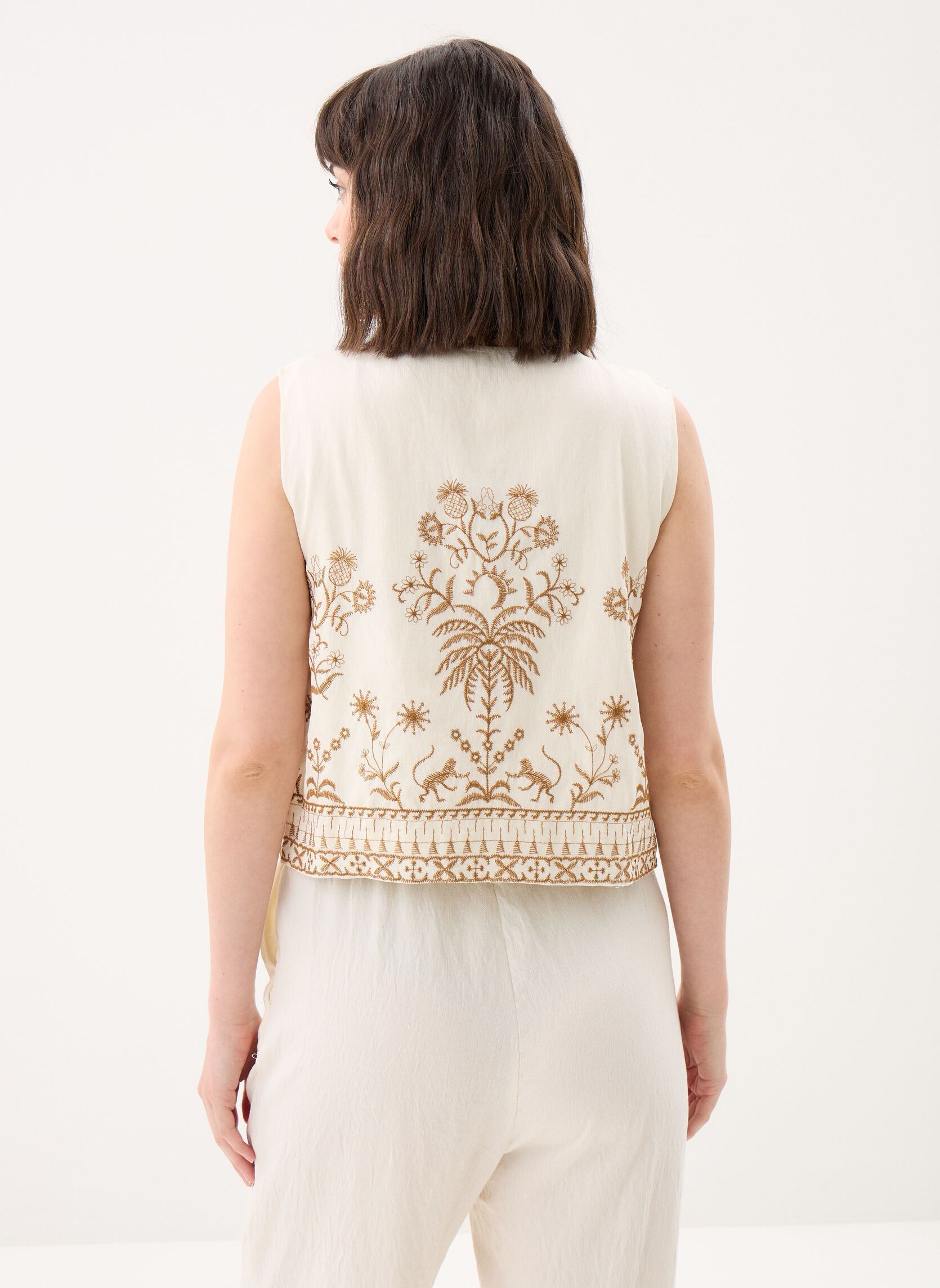 Westen Ladies Woven Sleeveless Jacket LA1907EE damen weiß Molly Bracken Westen Ladies Woven Sleeveless Jacket LA1907EE damen weiß OFFWHITE/BEIGE