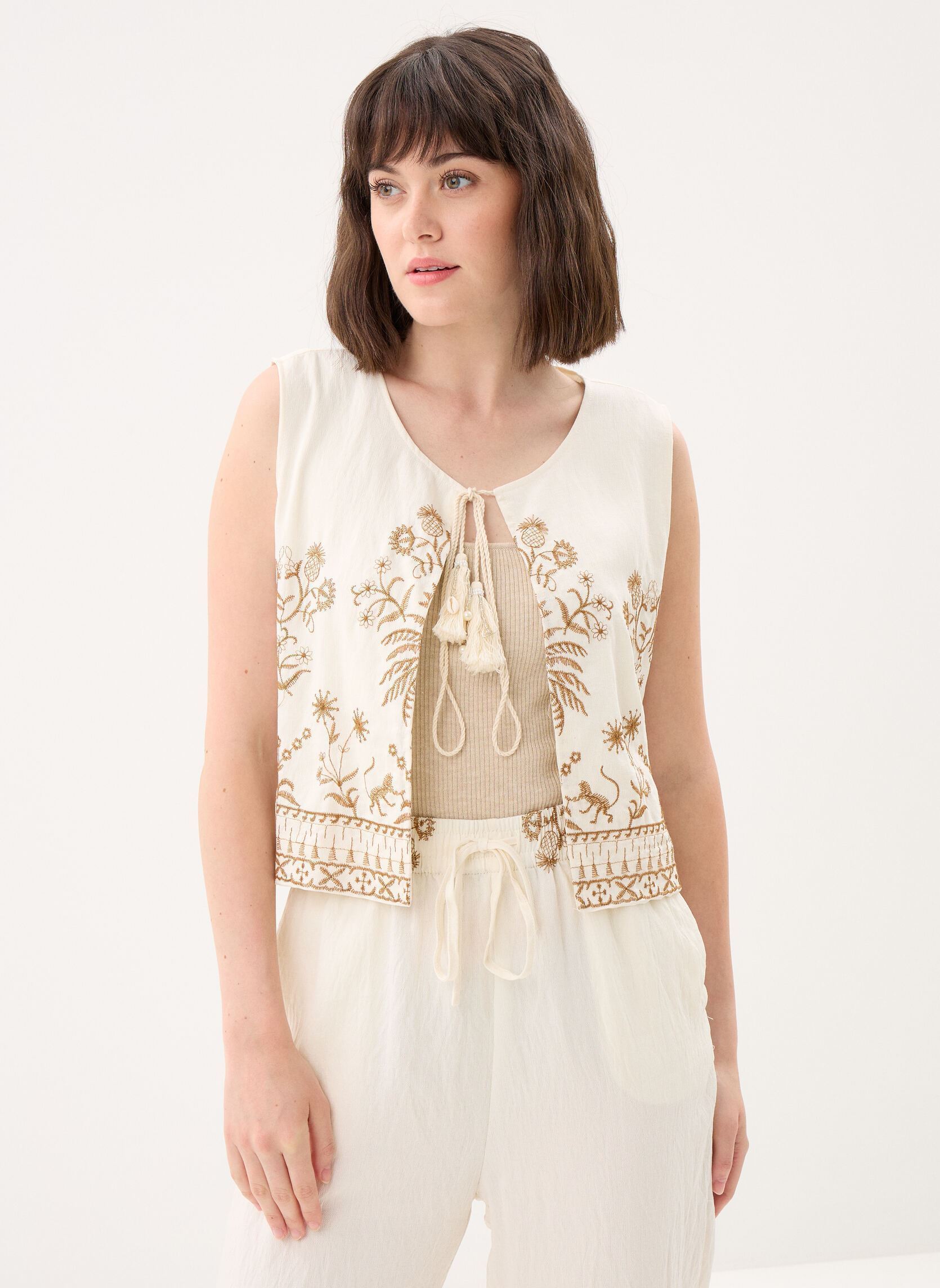 Westen Ladies Woven Sleeveless Jacket LA1907EE damen weiß Molly Bracken Westen Ladies Woven Sleeveless Jacket LA1907EE damen weiß OFFWHITE/BEIGE