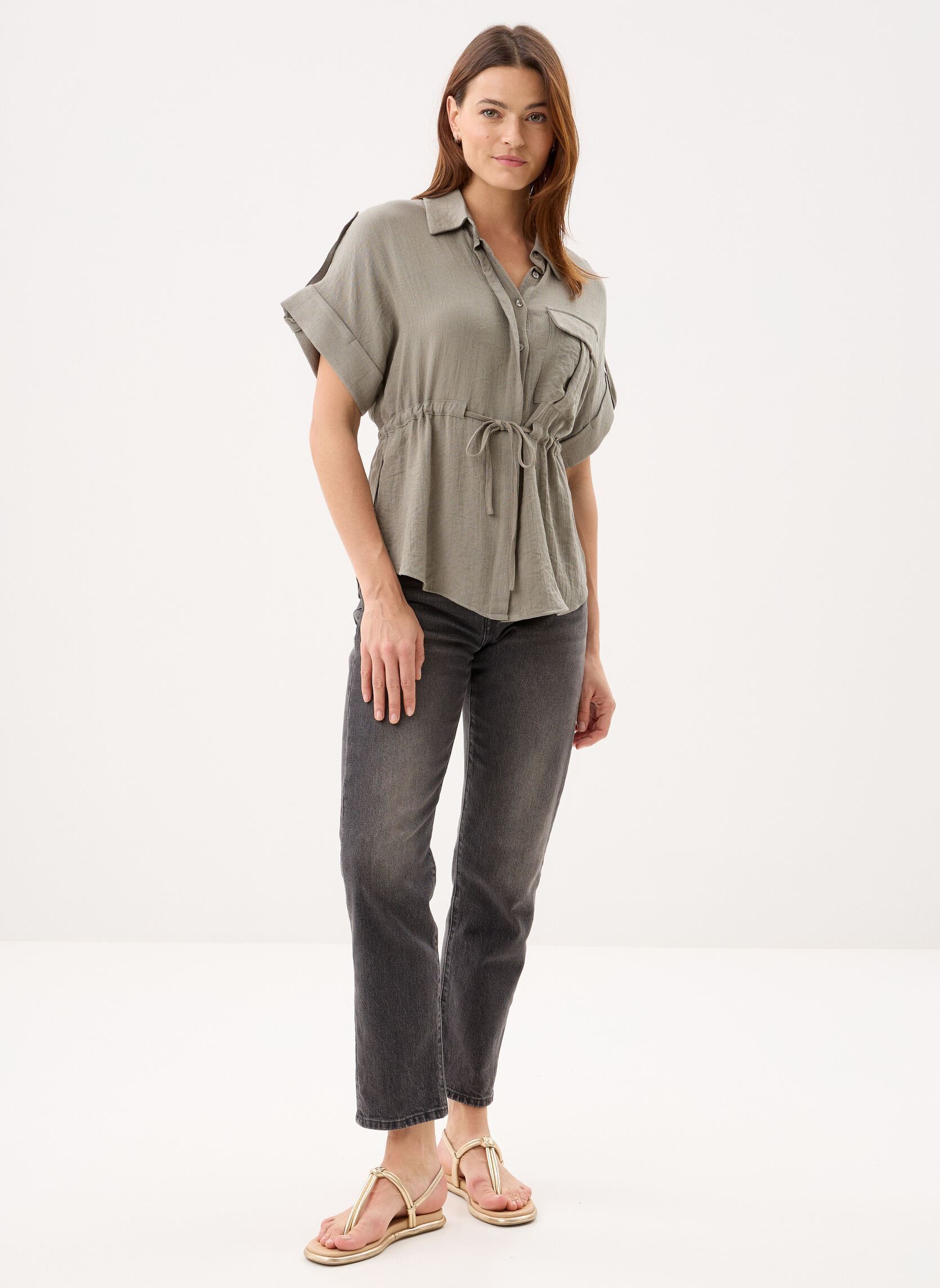 Kurzarm-Hemden Ladies Woven Shirt LA1957EP damen grün Molly Bracken Kurzarm-Hemden Ladies Woven Shirt LA1957EP damen grün LIGHT KHAKI