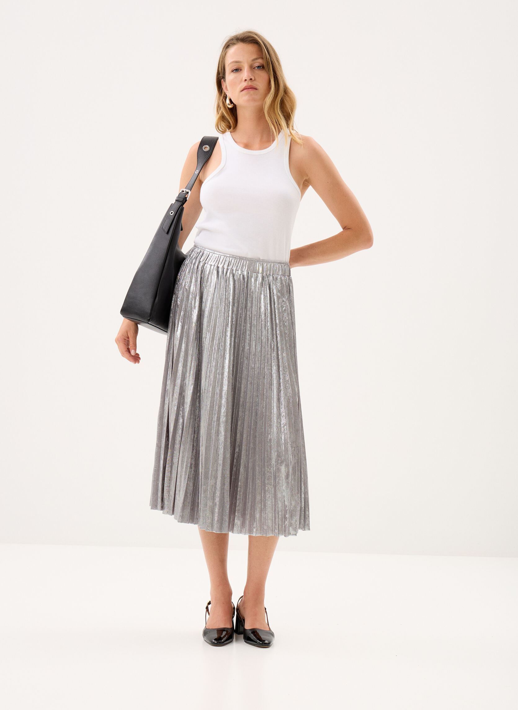 Midi-Röcke Ladies Knitted Skirt P1676EE damen silber Molly Bracken Midi-Röcke Ladies Knitted Skirt P1676EE damen silber SILVER