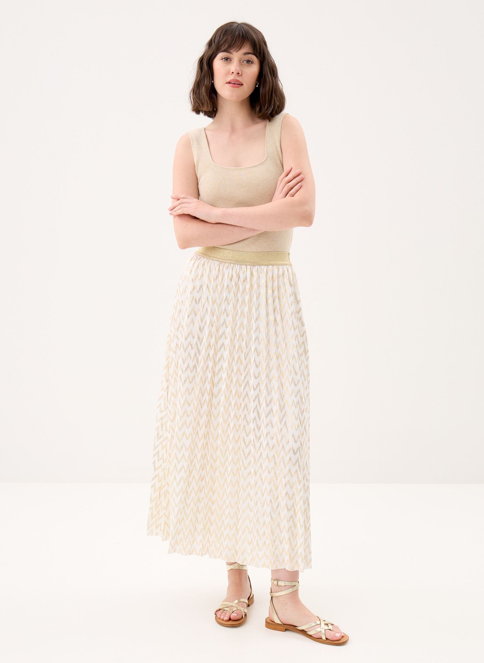 Midi-Röcke Ladies Knitted Skirt PW119EE damen weiß Molly Bracken Midi-Röcke Ladies Knitted Skirt PW119EE damen weiß WHITE