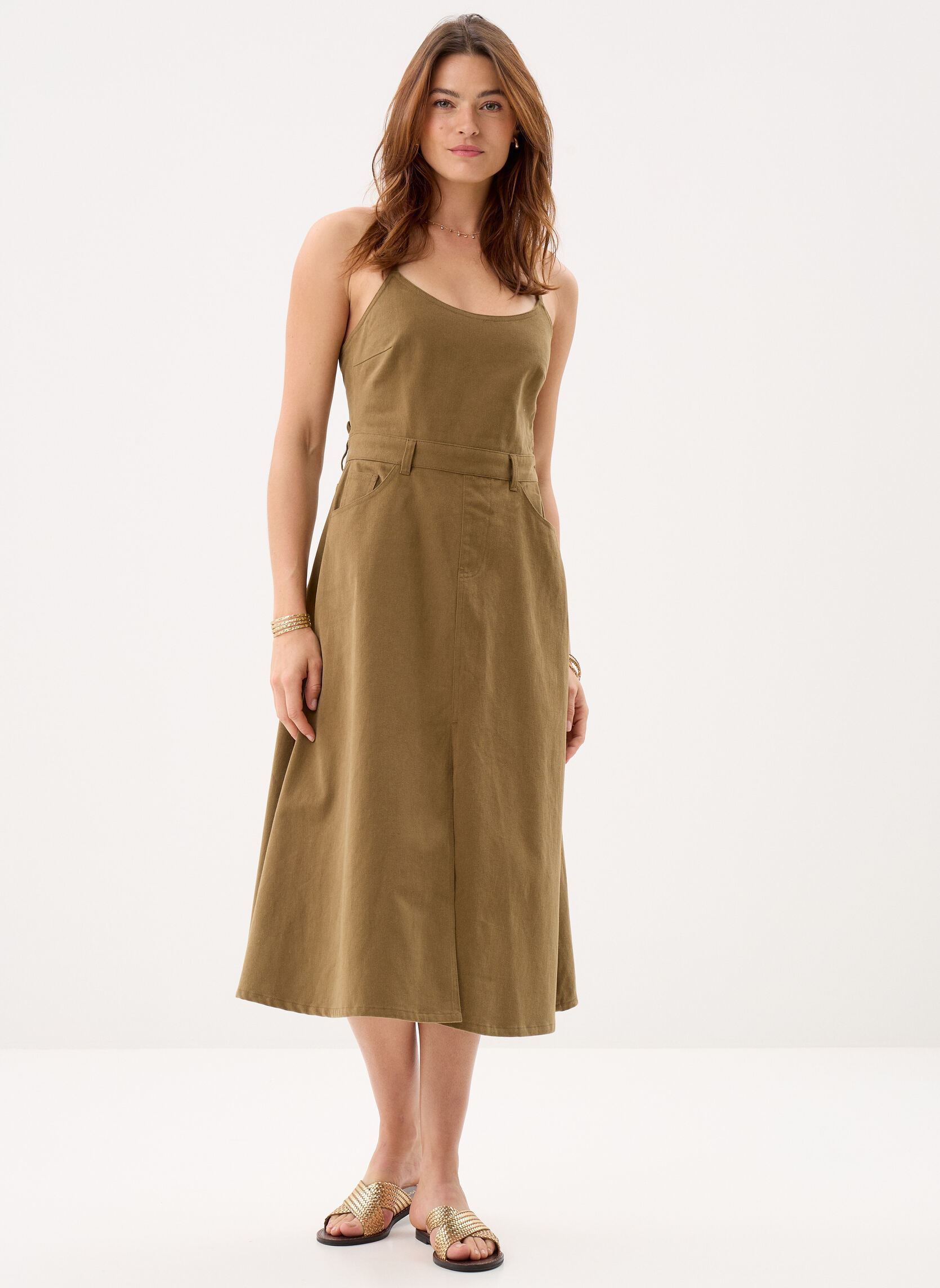 Robes Ladies Woven Dress R1736EP femme vert Molly Bracken Robes Ladies Woven Dress R1736EP femme vert KHAKI