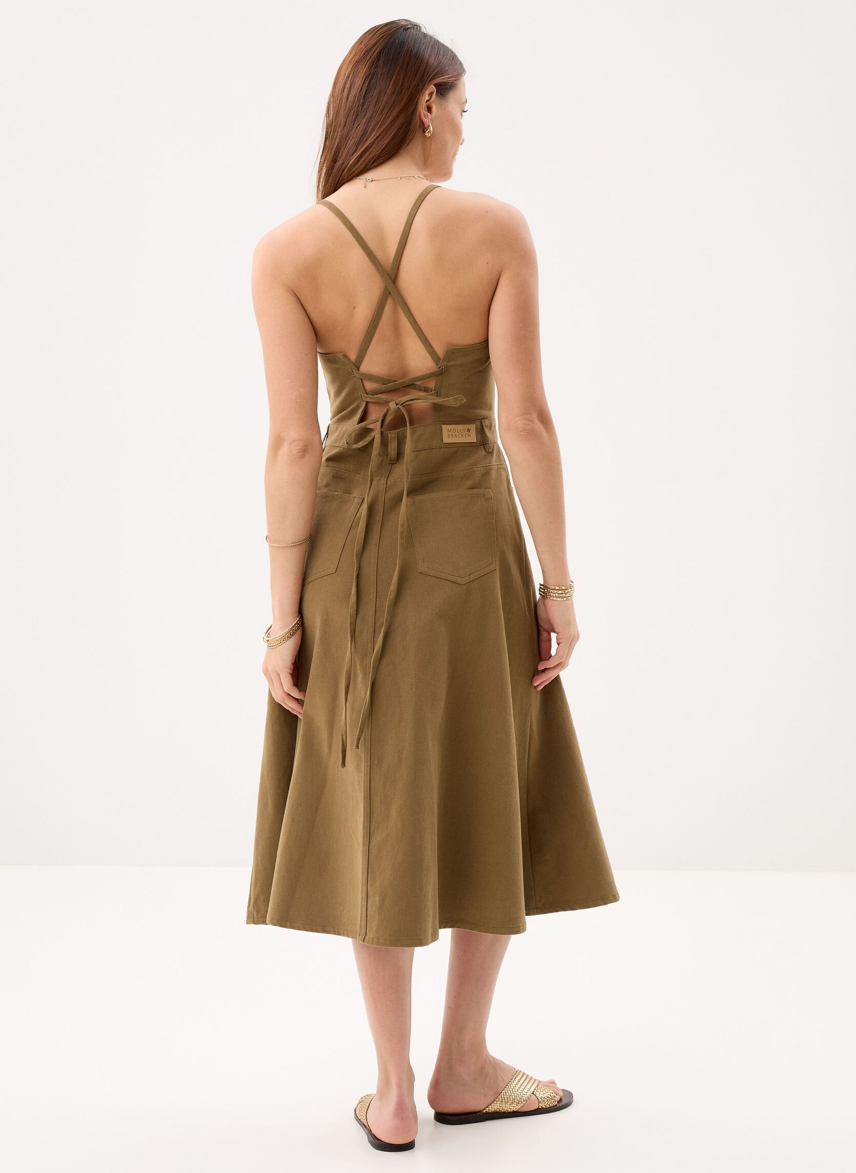 Robes Ladies Woven Dress R1736EP femme vert Molly Bracken Robes Ladies Woven Dress R1736EP femme vert KHAKI