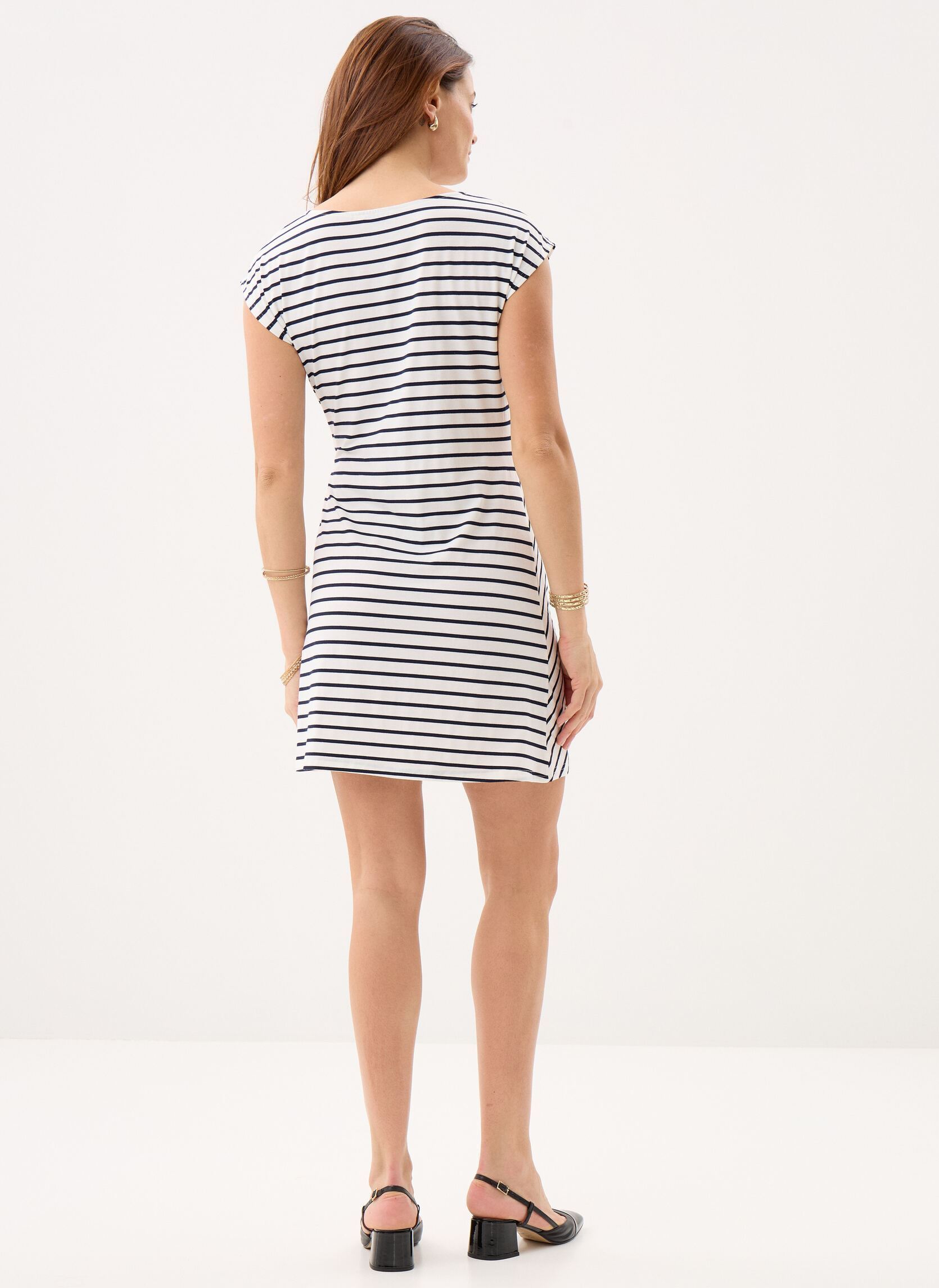 Kleider Ladies Knitted Dress T2218EP damen weiß Molly Bracken Kleider Ladies Knitted Dress T2218EP damen weiß WHITE/NAVY BLUE