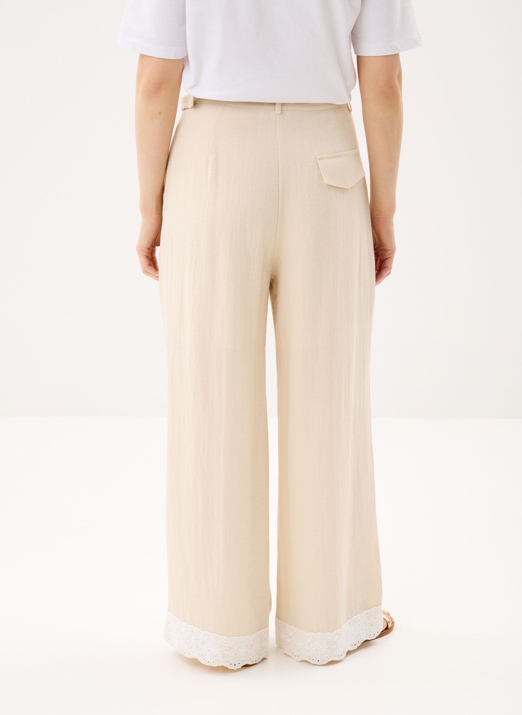 Wijde broeken Ladies Woven Pants TF140EP dames wit Molly Bracken Wijde broeken Ladies Woven Pants TF140EP dames wit OFFWHITE
