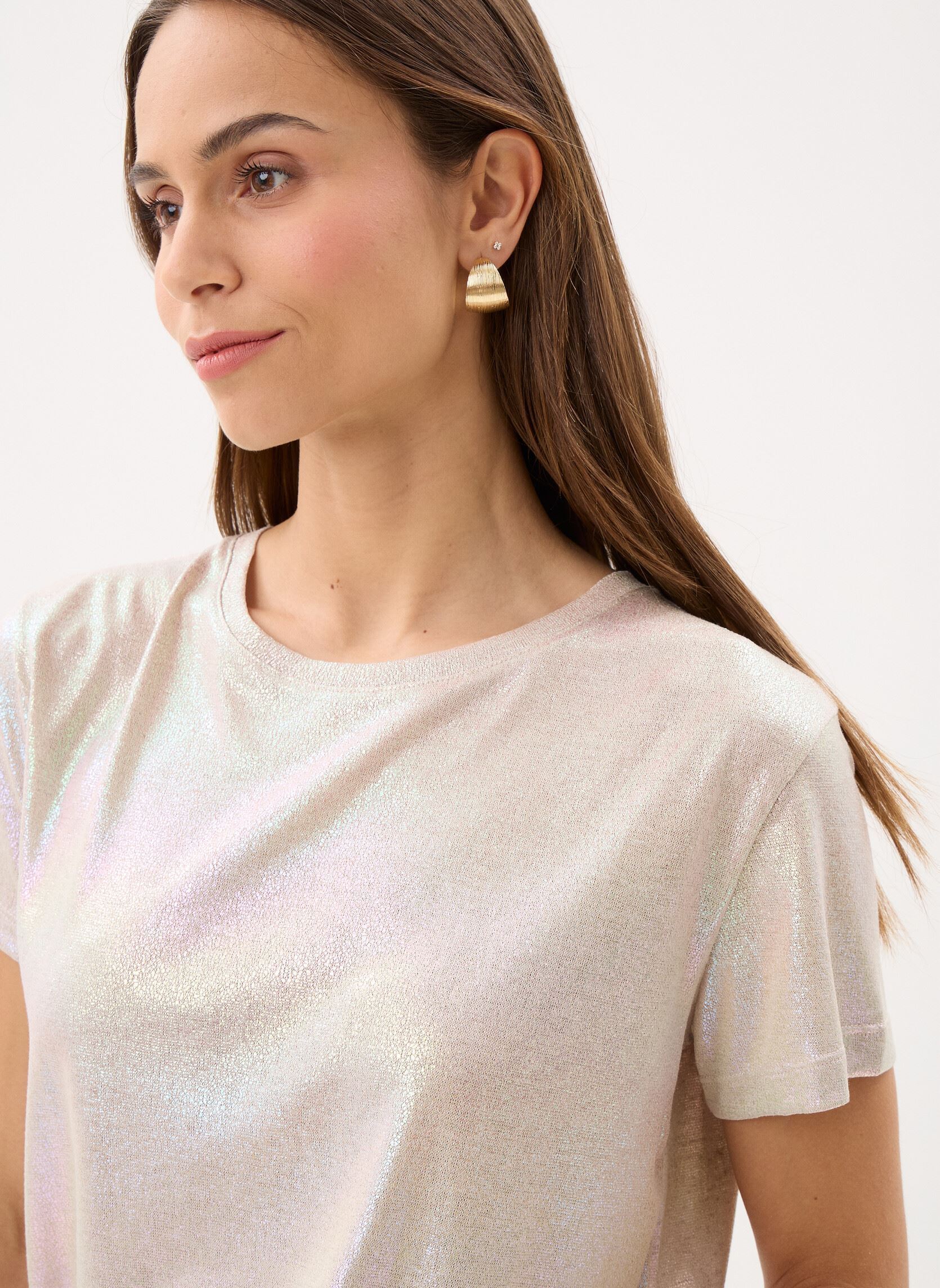 T-shirts met korte mouwen Ladies Knitted Tee TS103EP dames beige Molly Bracken T-shirts met korte mouwen Ladies Knitted Tee TS103EP dames beige BEIGE