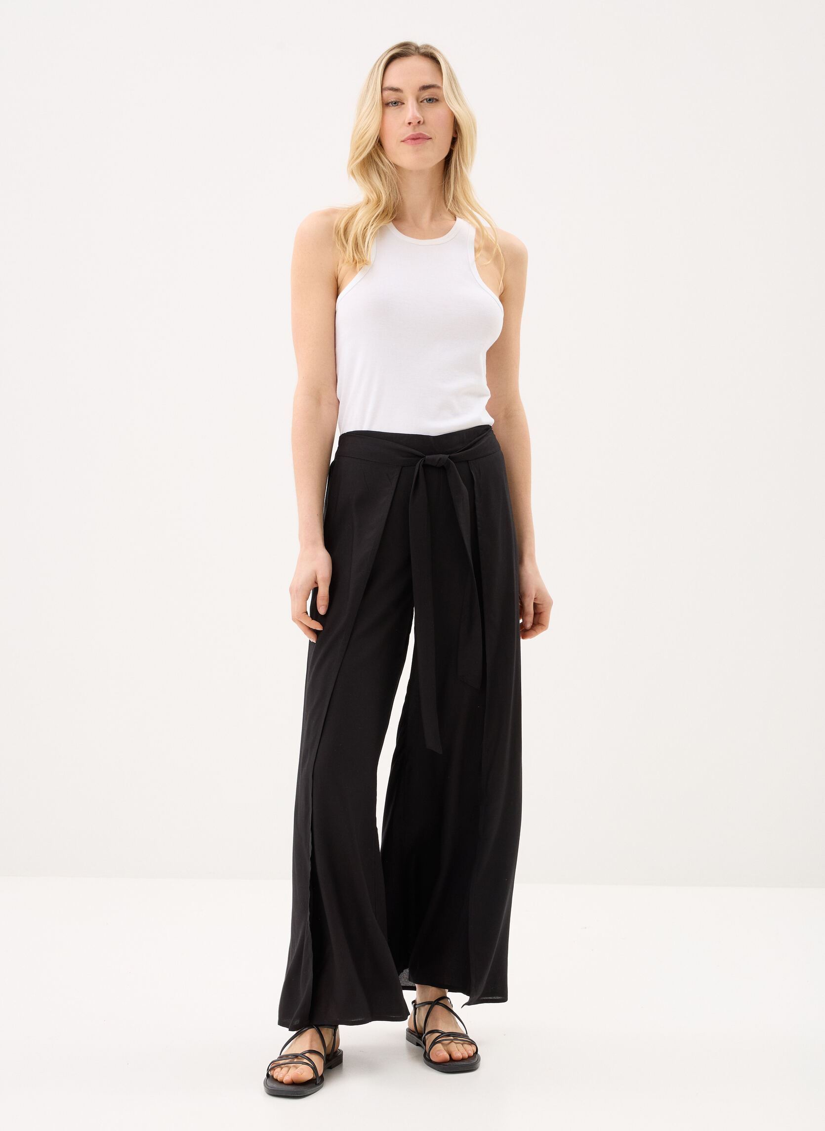 Wijde broeken Ladies Woven Pants ZB152CEE dames zwart Molly Bracken Wijde broeken Ladies Woven Pants ZB152CEE dames zwart BLACK