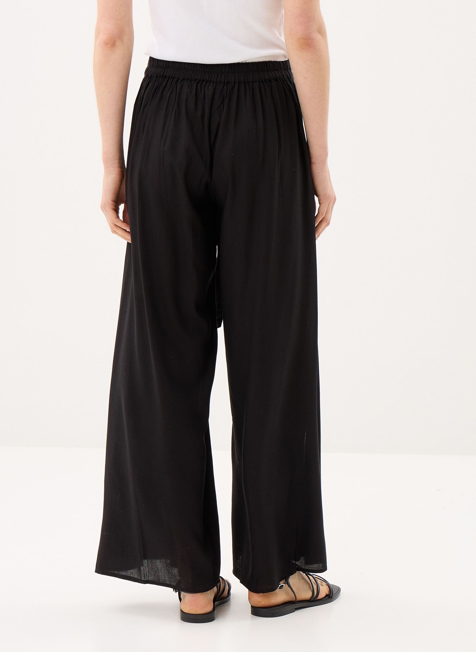 Wijde broeken Ladies Woven Pants ZB152CEE dames zwart Molly Bracken Wijde broeken Ladies Woven Pants ZB152CEE dames zwart BLACK