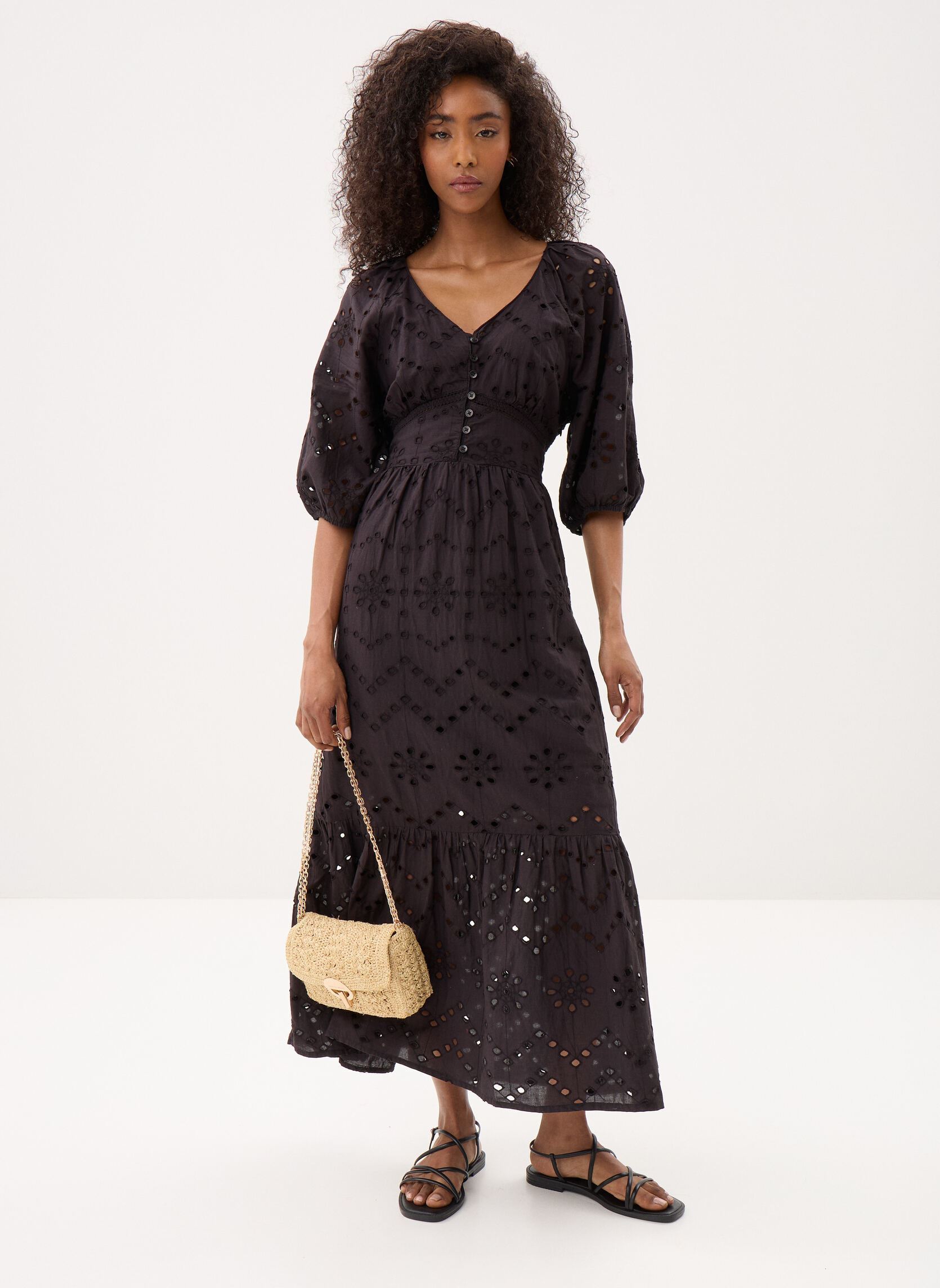 Lange Kleider Ladies Woven Dress ZM103BEE damen schwarz Molly Bracken Lange Kleider Ladies Woven Dress ZM103BEE damen schwarz BLACK