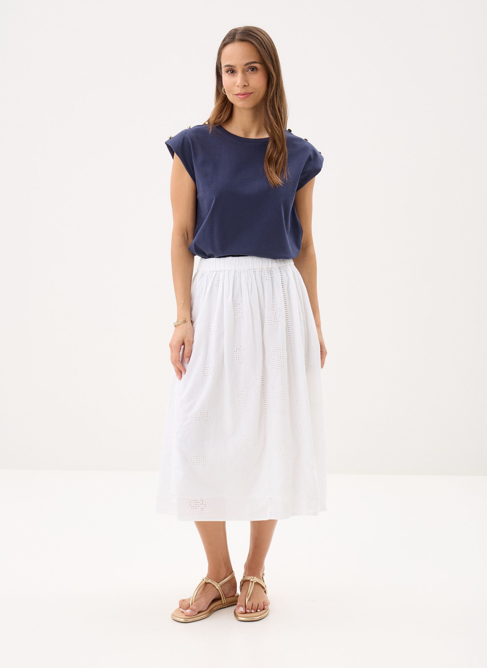 Halflange rokken Ladies Woven Skirt ZM128EE dames wit Molly Bracken Halflange rokken Ladies Woven Skirt ZM128EE dames wit OFFWHITE