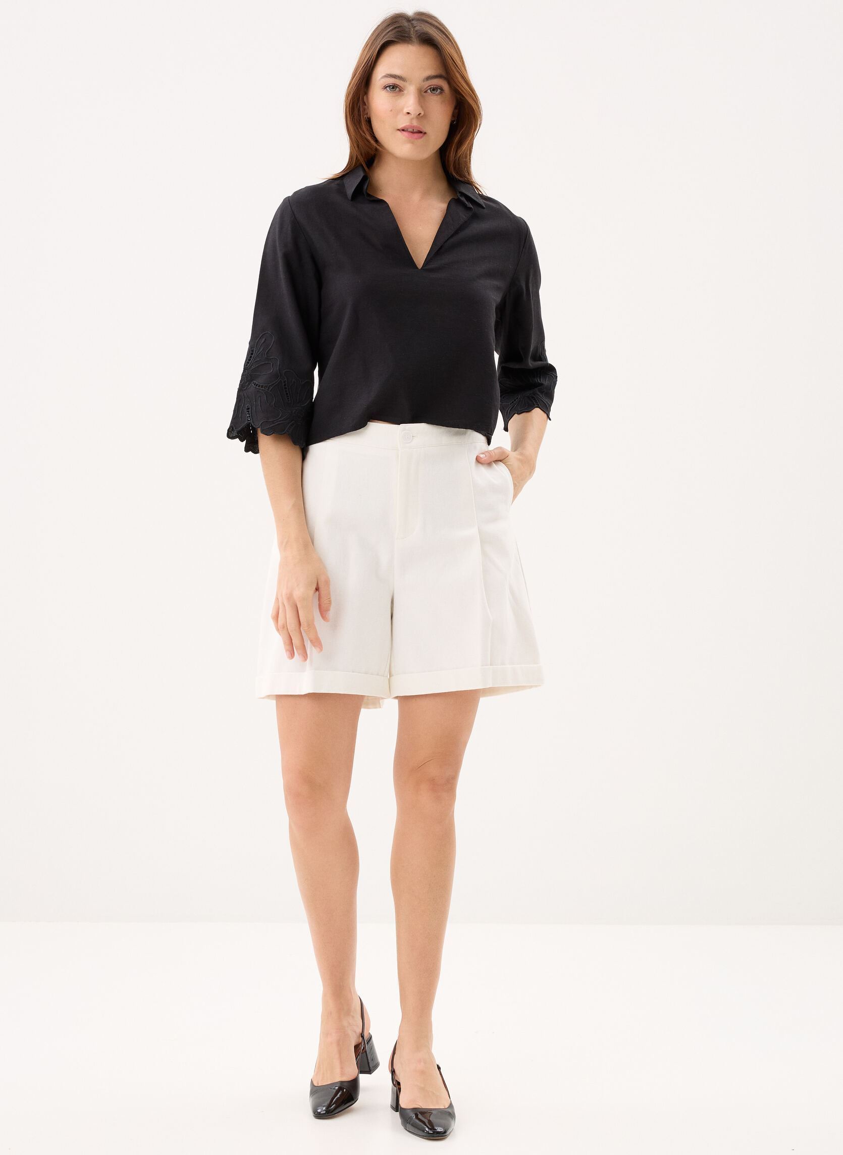 Tee-shirts manches longues Ladies Woven Top ZM138EE femme noir Molly Bracken Tee-shirts manches longues Ladies Woven Top ZM138EE femme noir BLACK