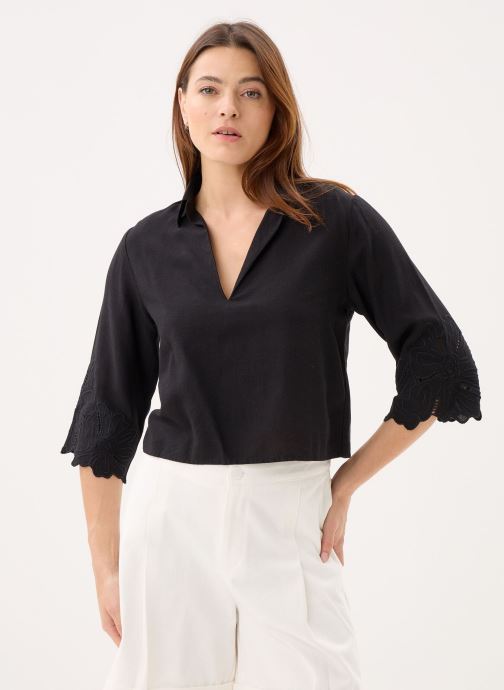 Molly Bracken Langarm-T-Shirts Ladies Woven Top ZM138EE damen schwarz