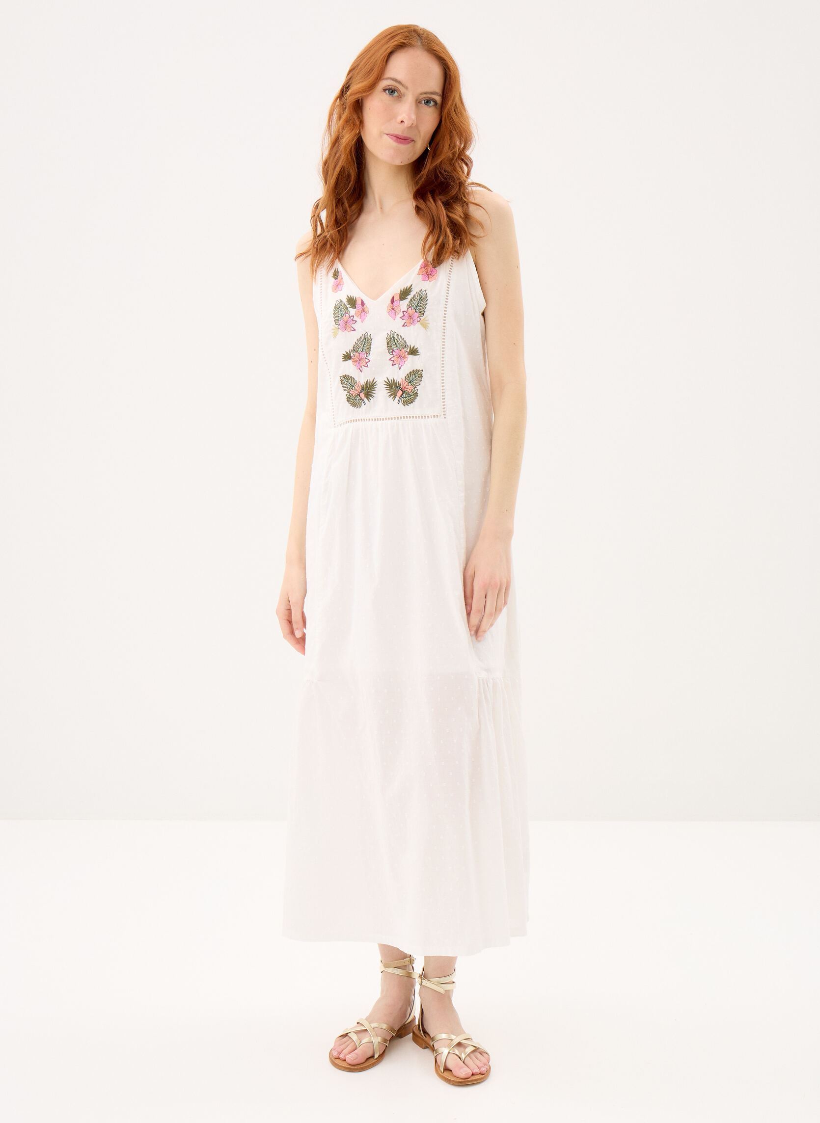 Robes longues Ladies Woven Dress ZP112EE femme blanc Molly Bracken Robes longues Ladies Woven Dress ZP112EE femme blanc WHITE